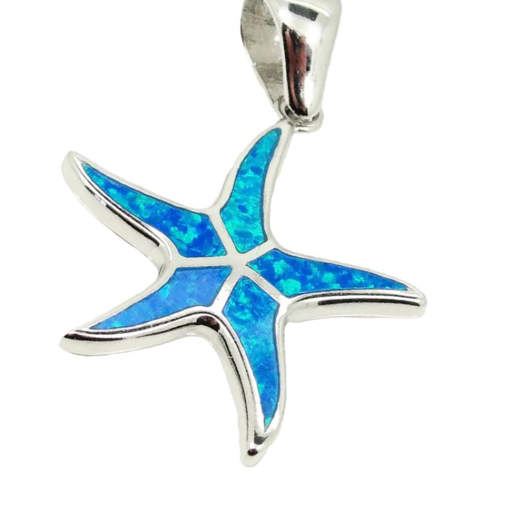 Sterling Silver 925 Blue Opal Starfish Pendant