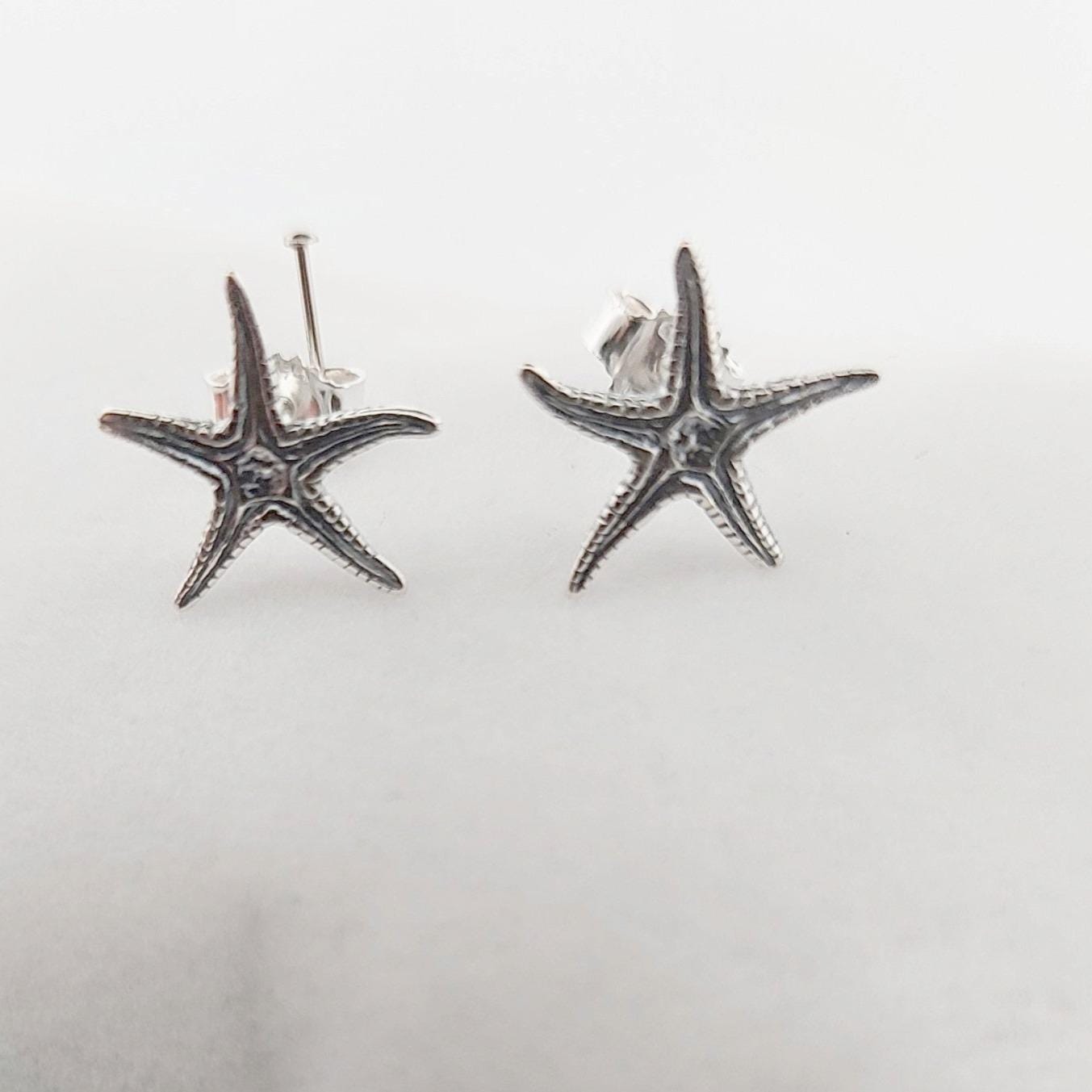 Sterling silver starfish stud earrings jewelry