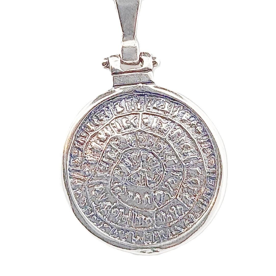 Sterling Silver Phaistos Disc Pendant: Ancient Greek Historical Necklace