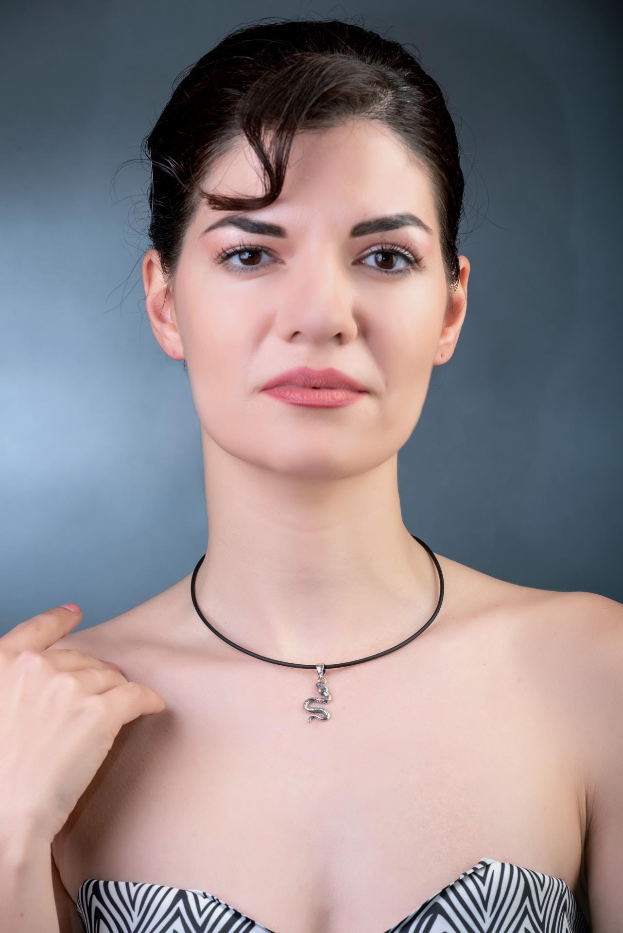 Sterling Silver Snake Pendant: Greek Serpentine Design, 2 inch Charm