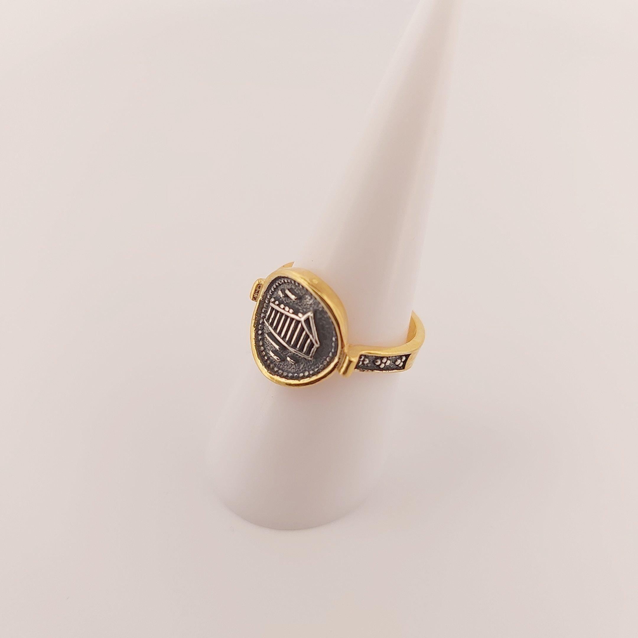 Parthenon Temple Ring, Silver Gold Plated, Acropolis Design, Statement Ring