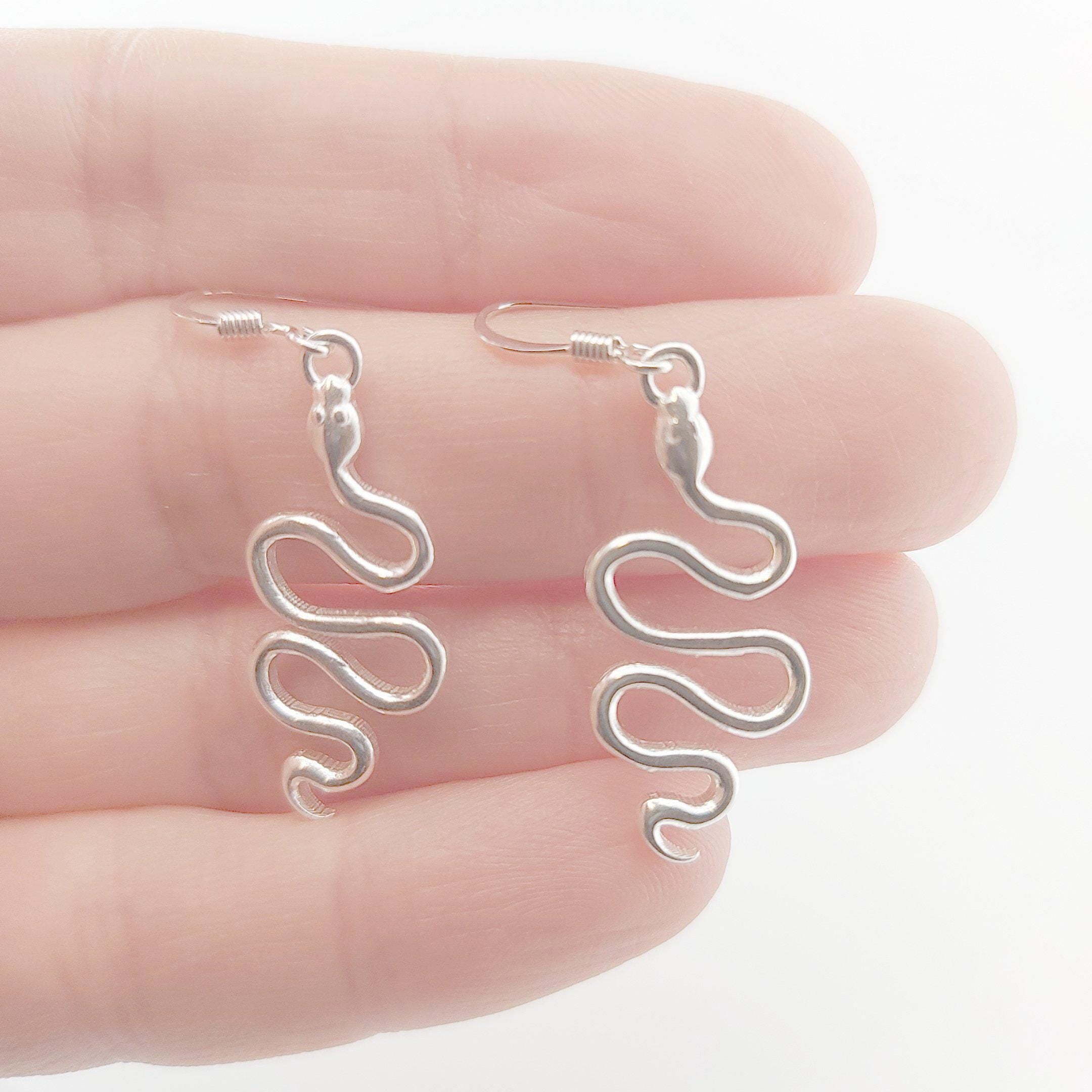 Sterling Silver Snake Dangle Earrings: Mythological Serpent Design