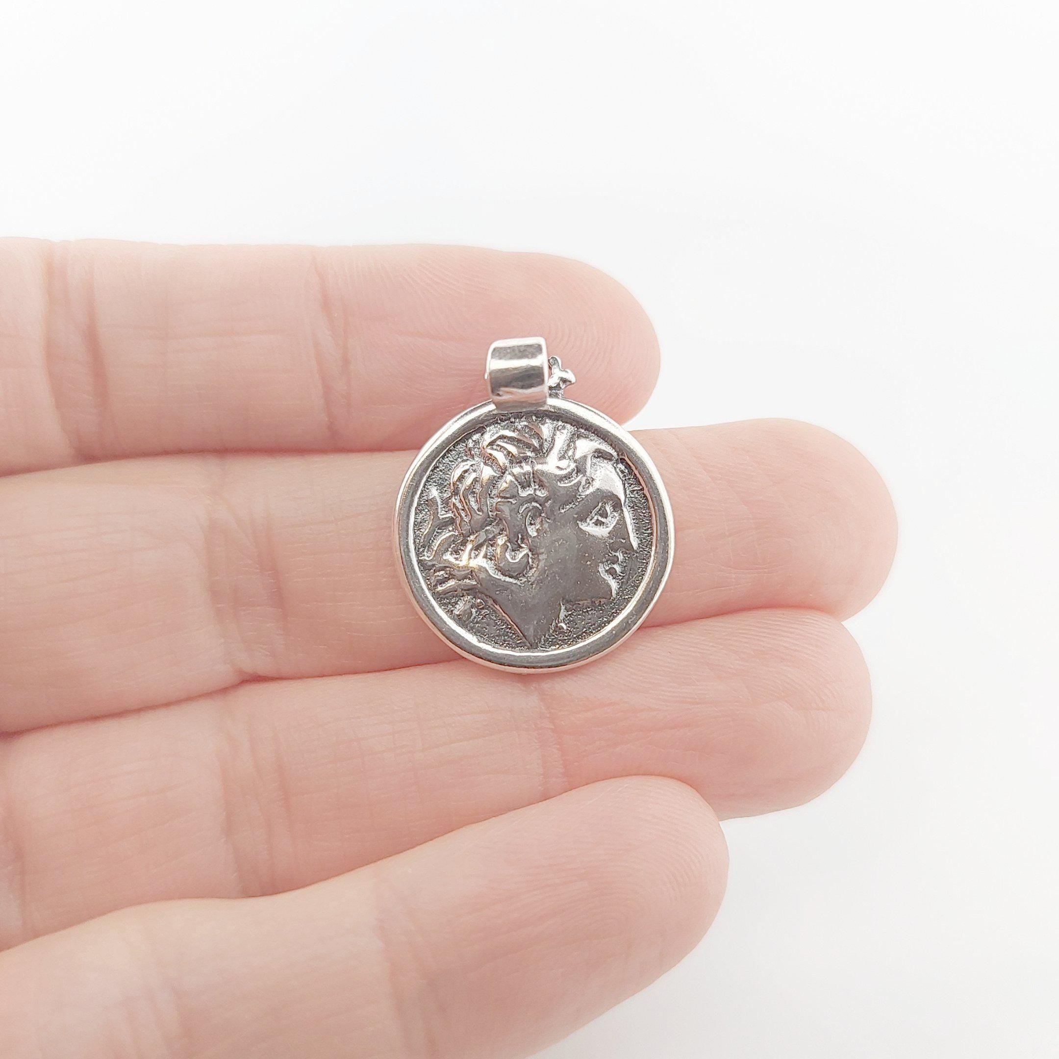 Ancient Greek Coin Alexander the Great Sterling Silver 925 Pendant