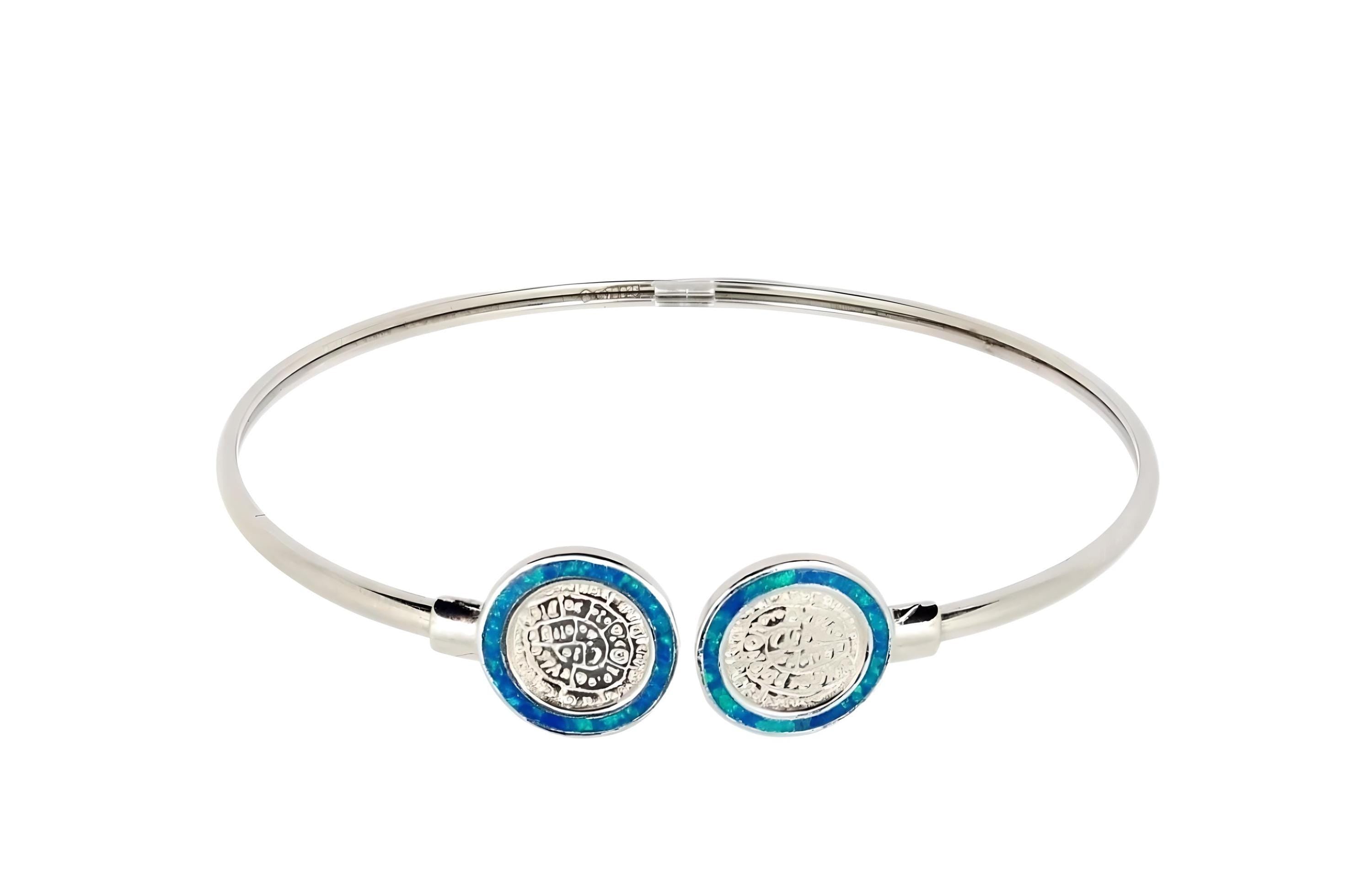 Blue Opal Phaistos Disc Bracelet: Sterling Silver Ancient Greek Design