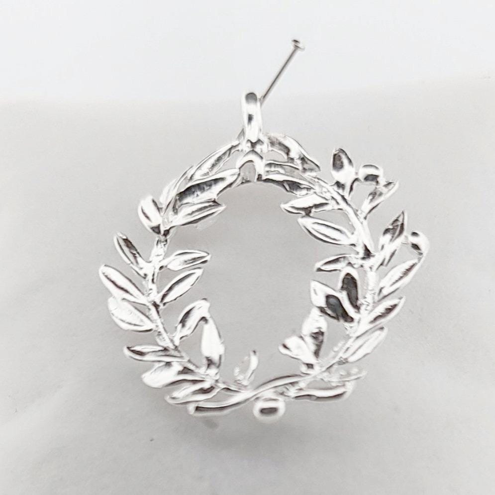 Greek Olive Wreath Sterling Silver Pendant, Leaf Silver Charm