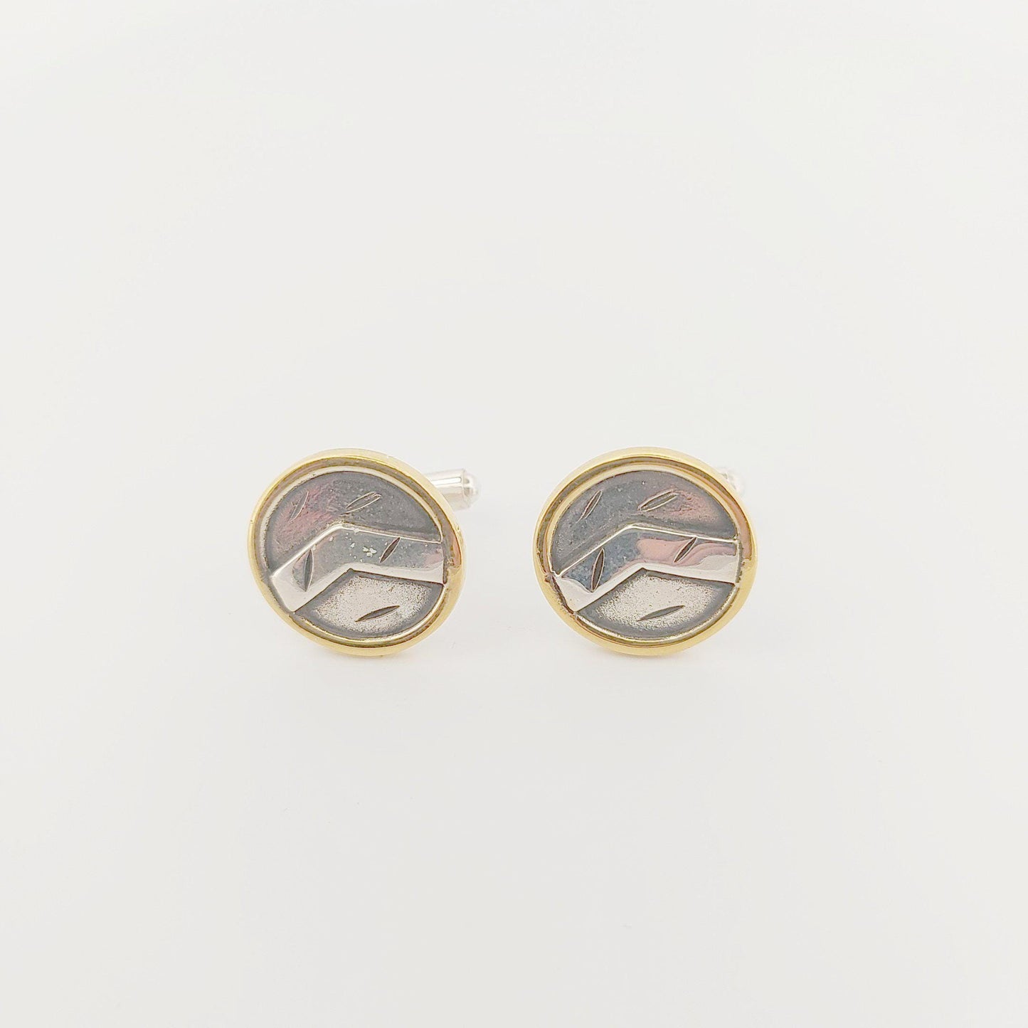 Spartan Shield Cufflinks: Gold & Silver Lambda Design, Greek History
