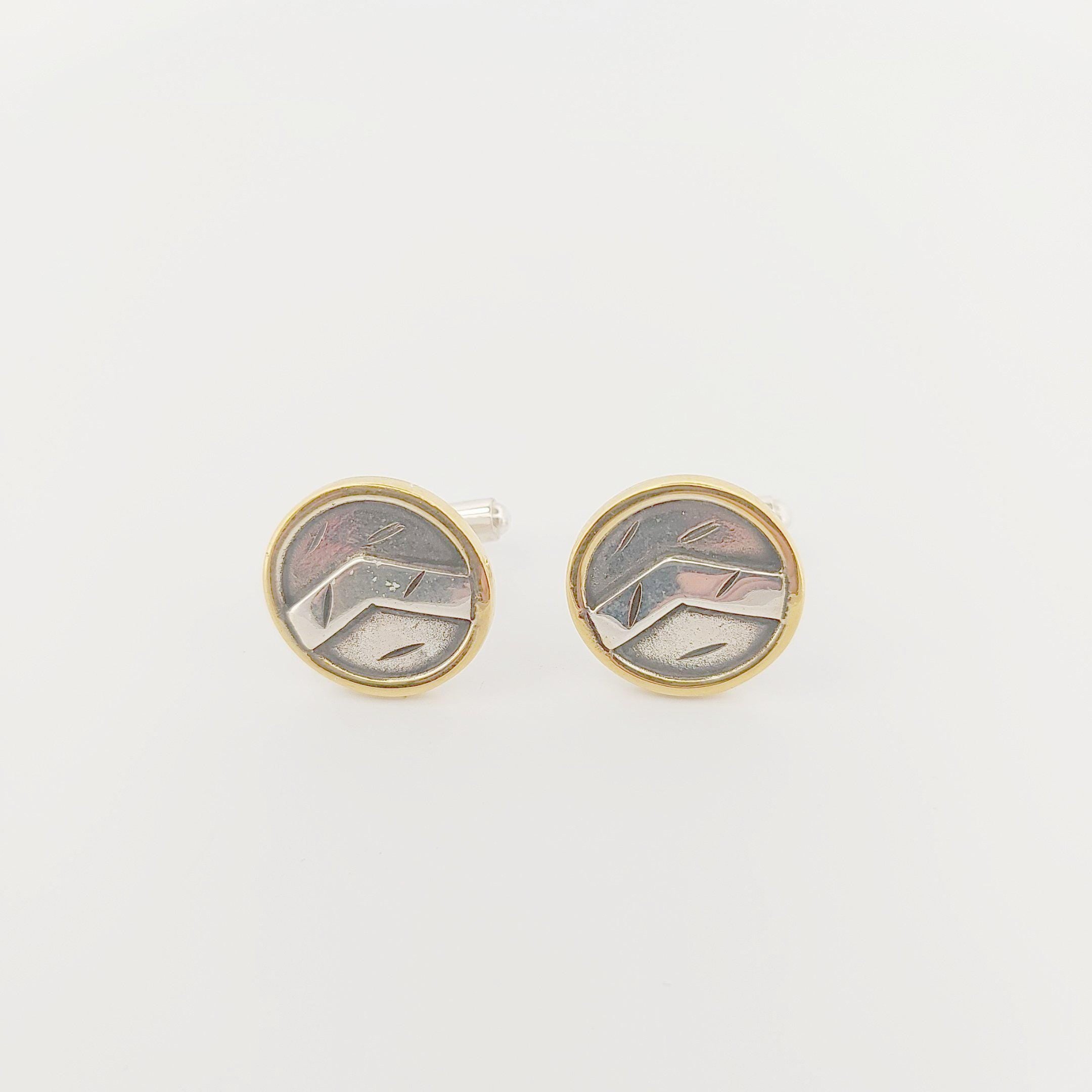 Spartan Shield Cufflinks: Gold & Silver Lambda Design, Greek History