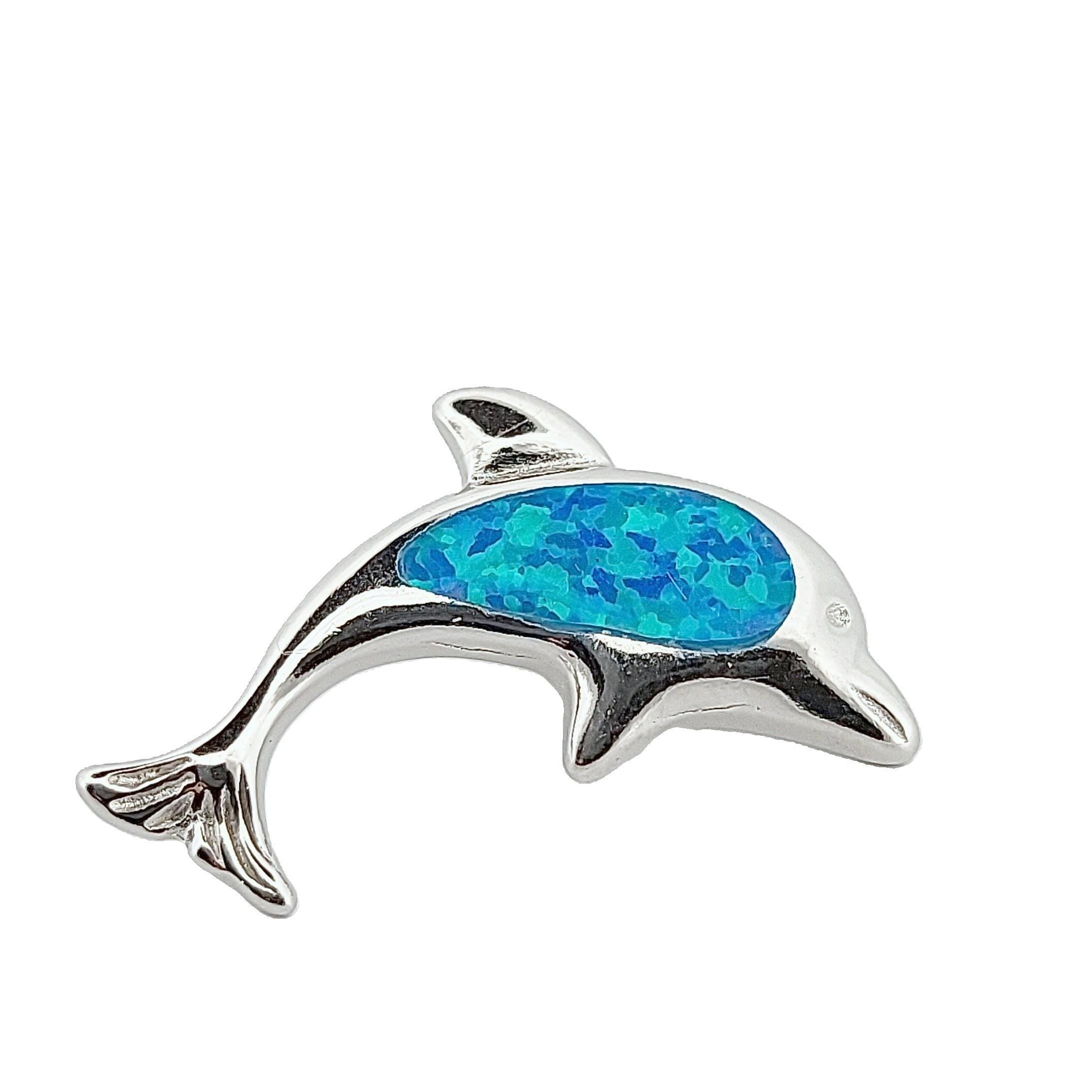 Sterling Silver 925 Blue Opal Dolphin Charm, Greek Mythology Inspired