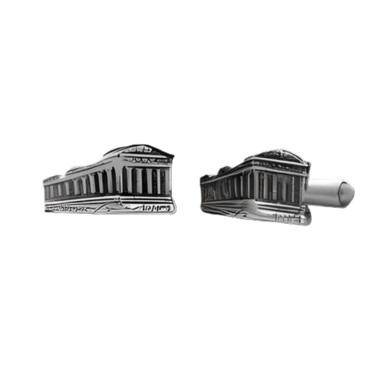 Parthenon Cufflinks: Acropolis Silver Greek Temple Design