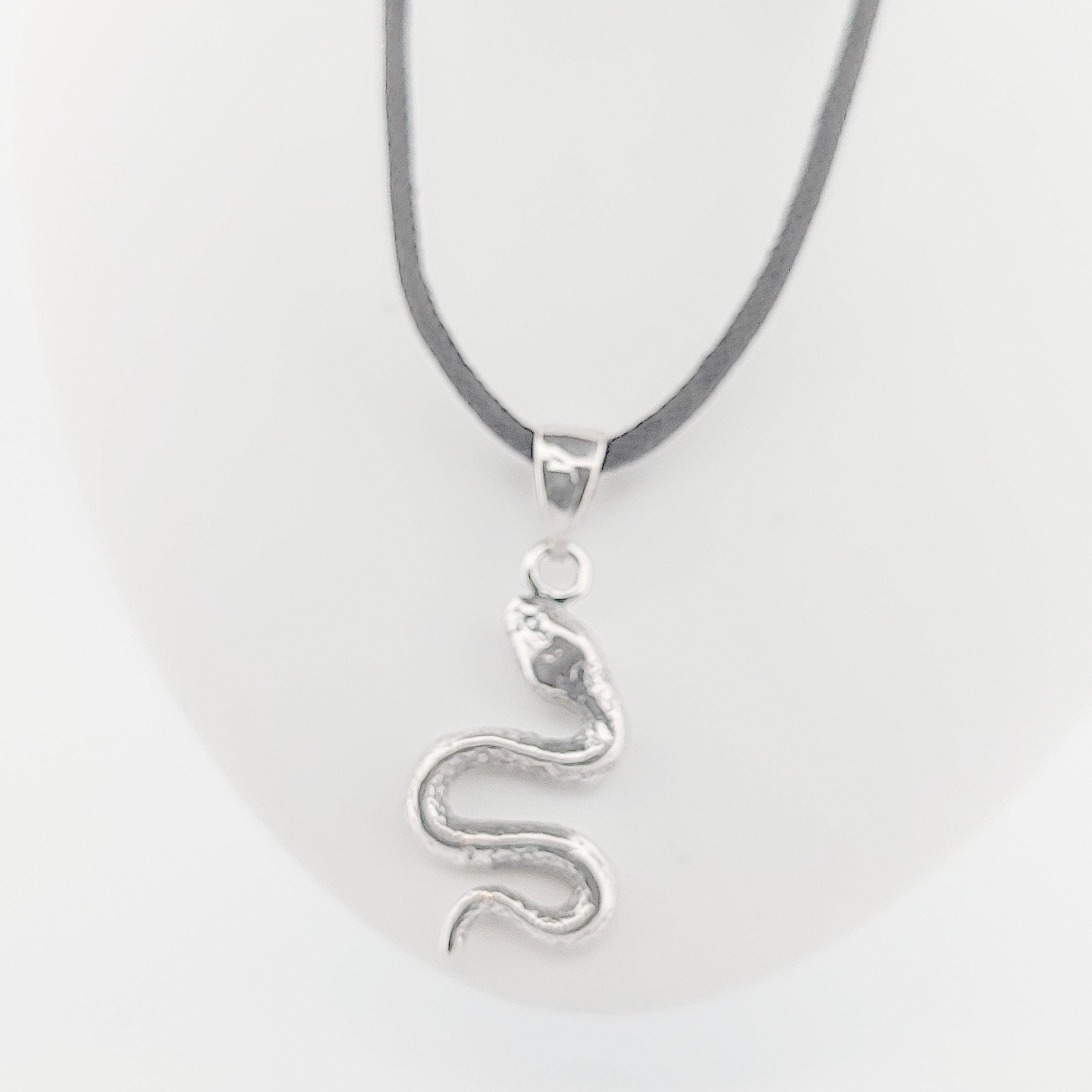 Sterling Silver Snake Pendant: Greek Serpentine Design, 2 inch Charm