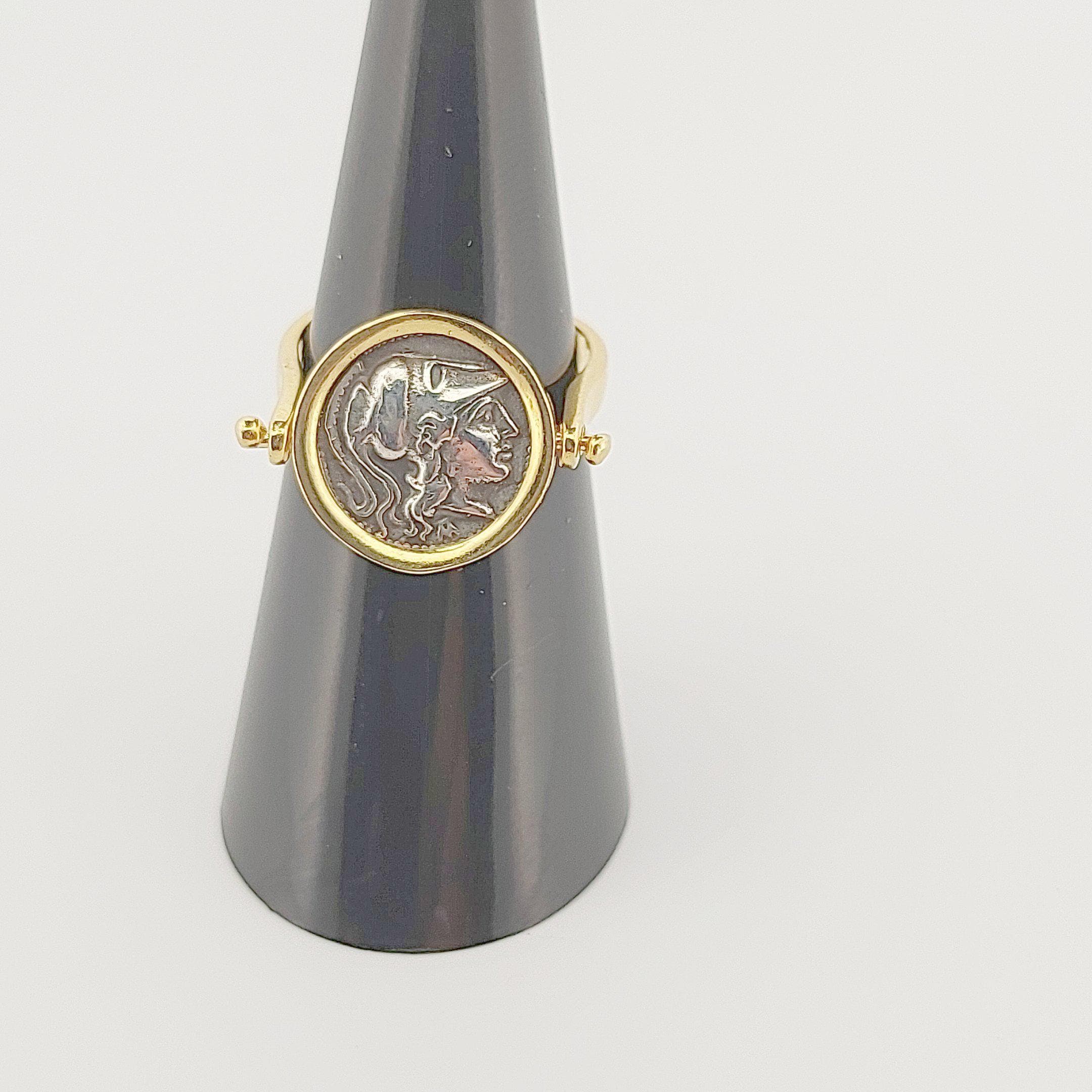 Goddess Athena Ring, Gold Plated Statement Coin Ring