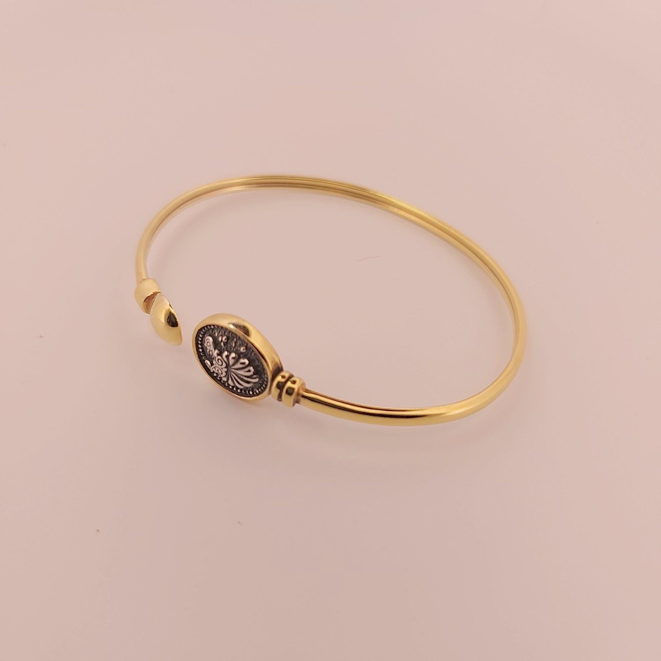 Gold Plated Sterling Silver Antefix Bracelet: Greek Architecture Design