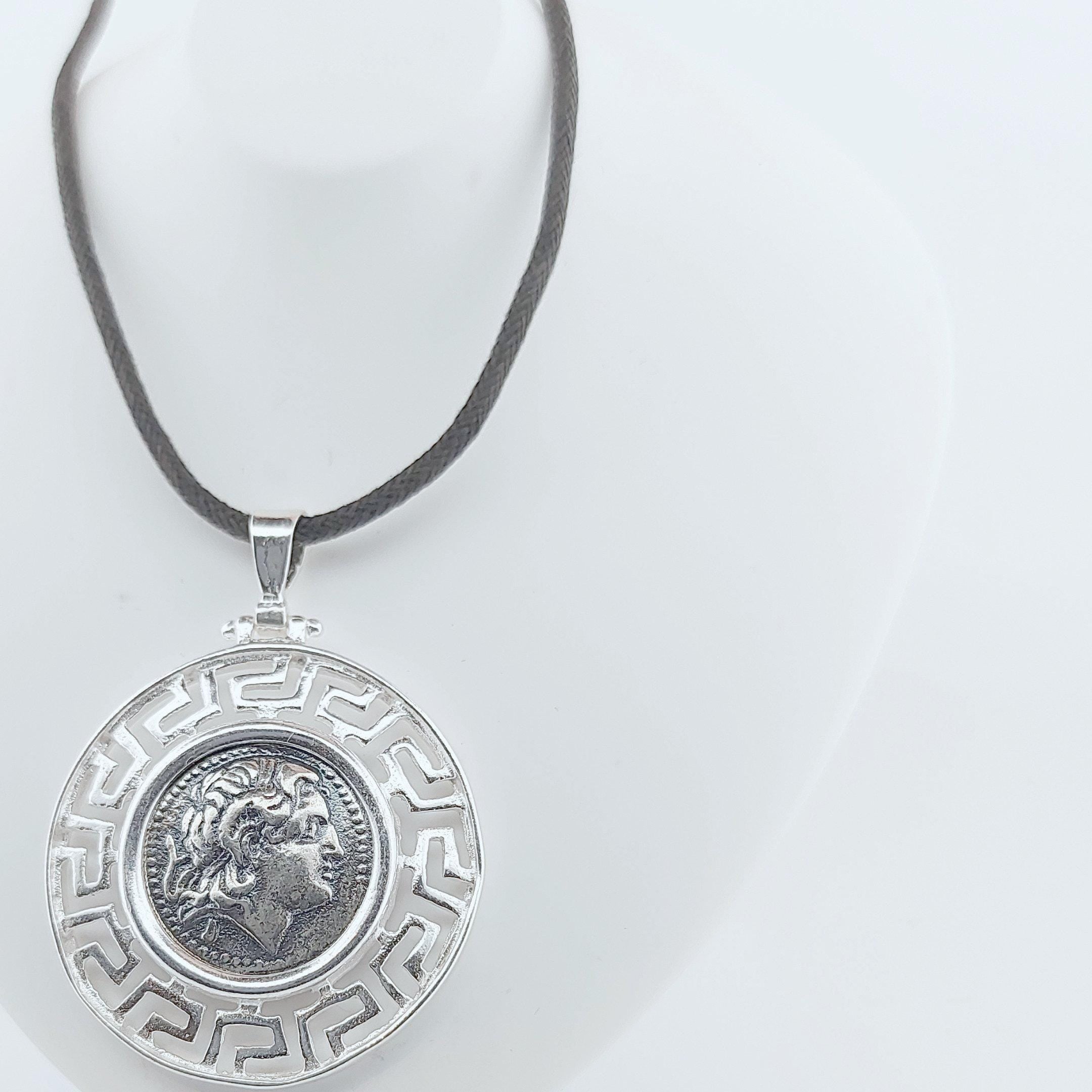 Alexander the Great silver necklace, Alexander coin pendant
