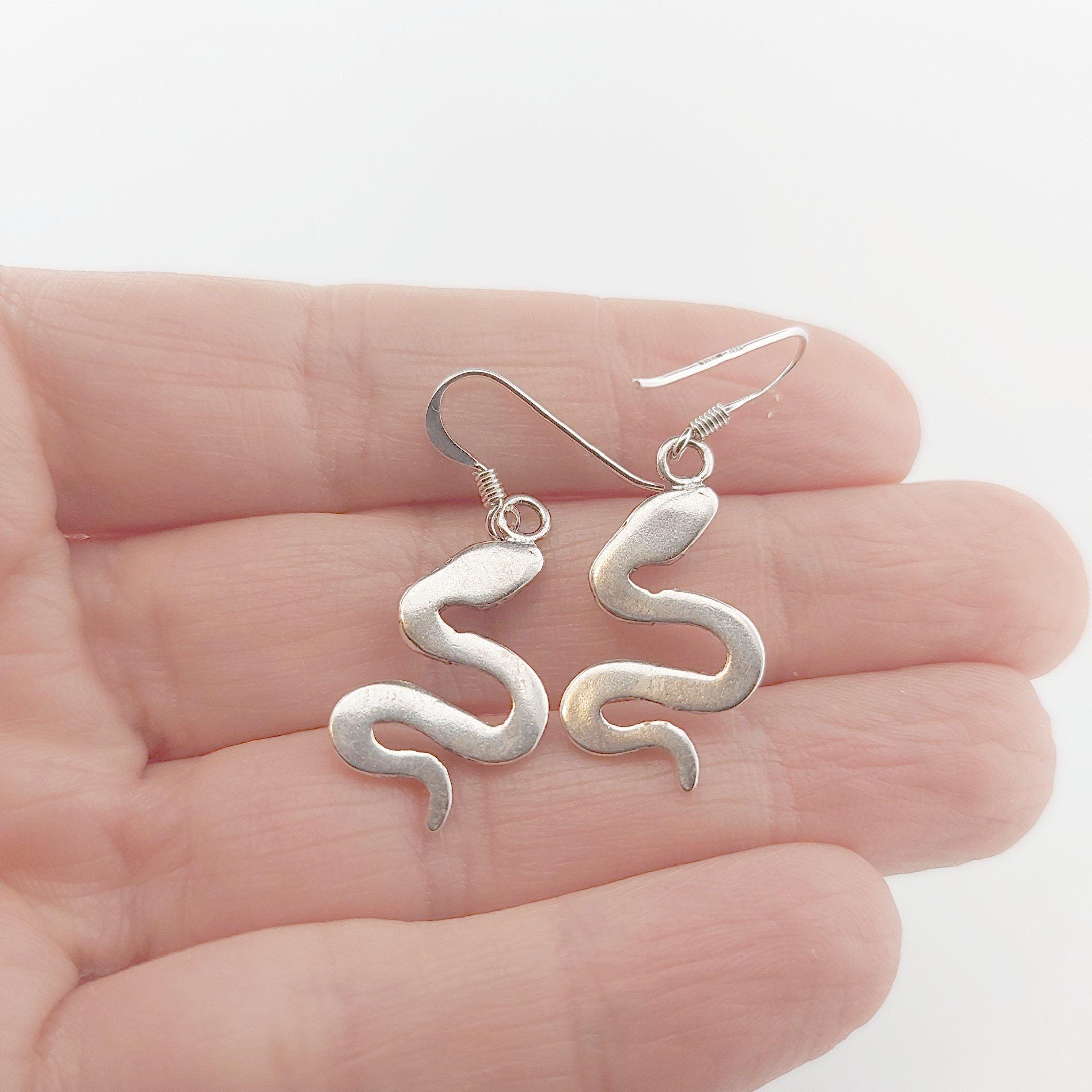 Sterling Silver Snake Earrings: Greek Mythology Serpent Jewelry
