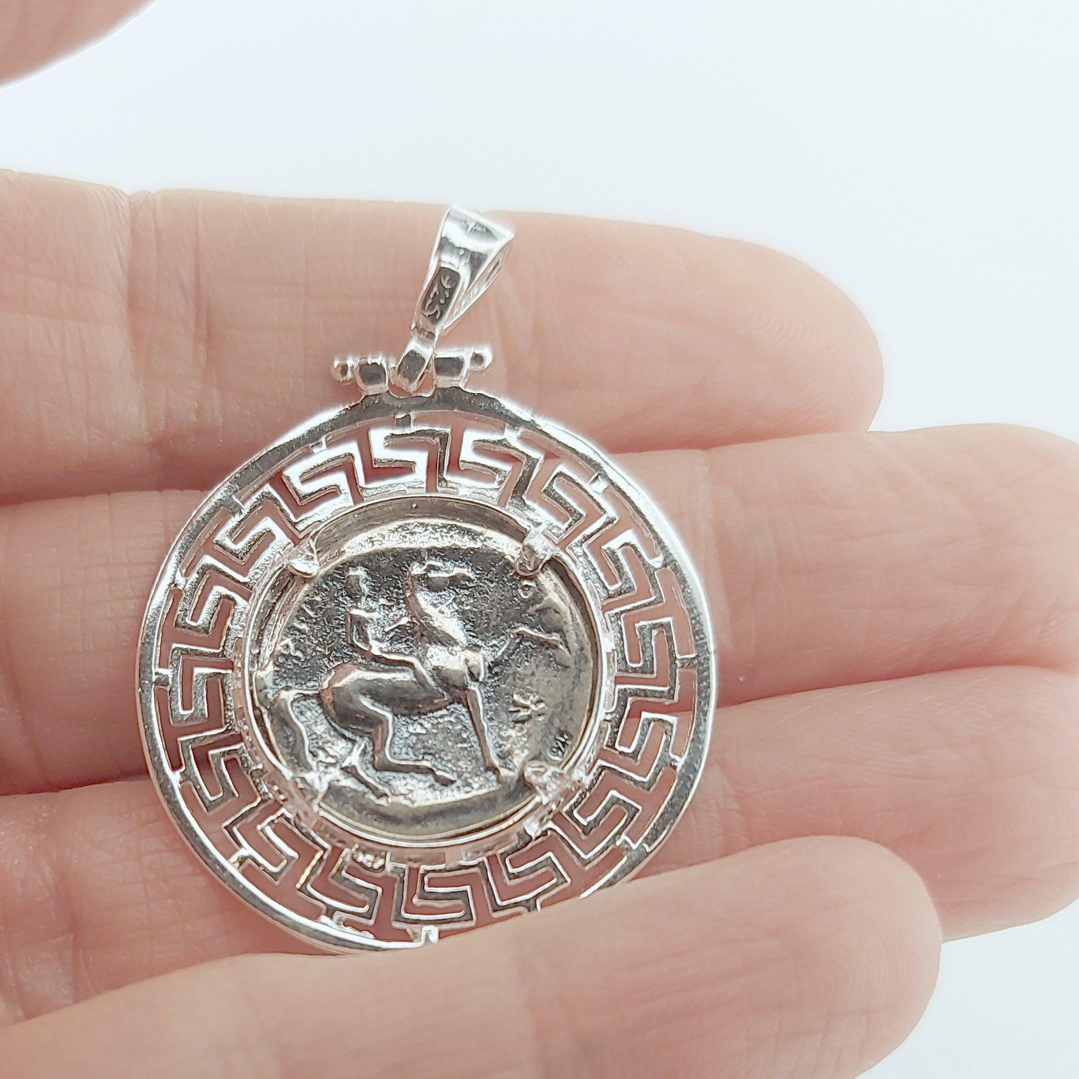 Philip II of Macedonia Sterling Silver Coin Pendant: Ancient Greek Jewelry