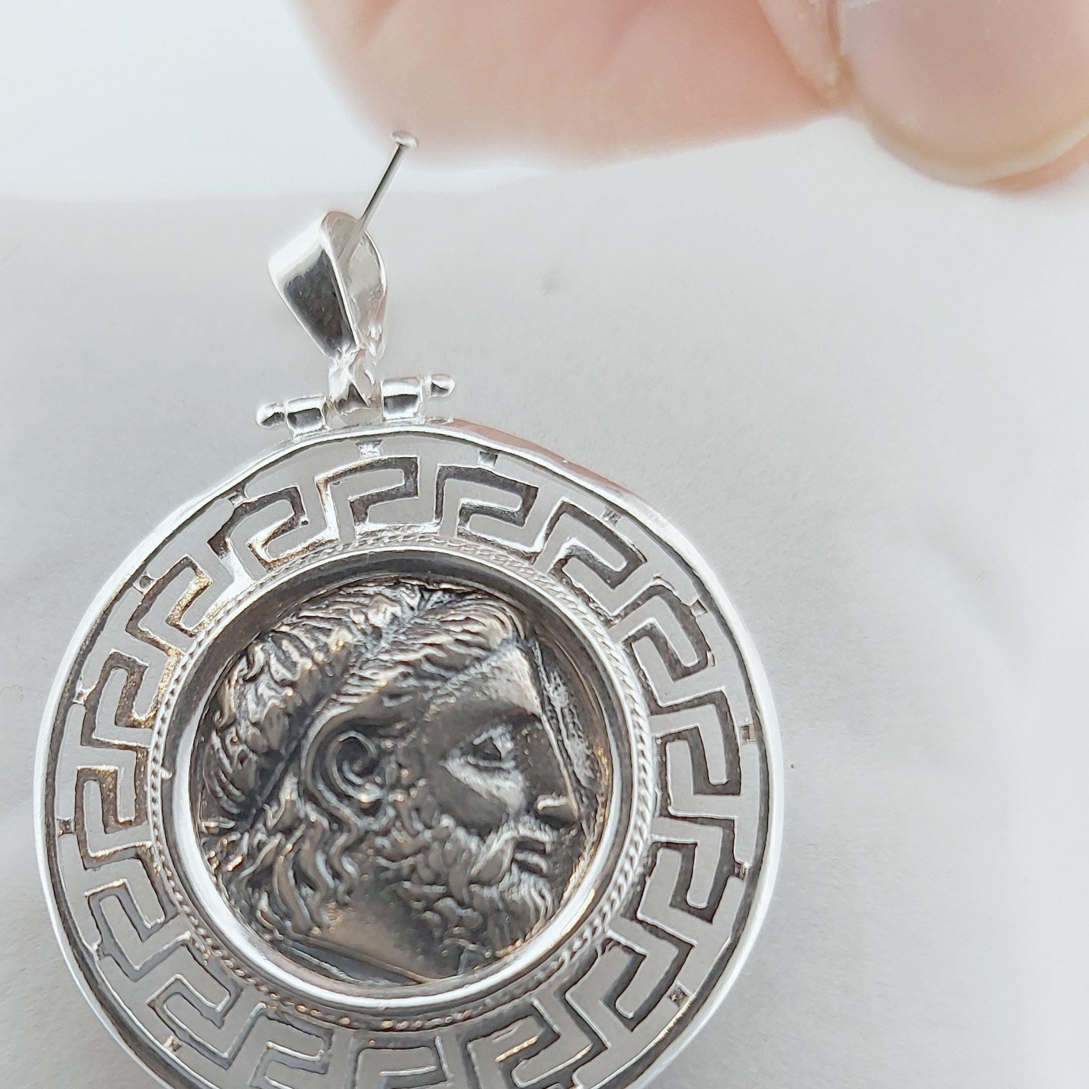 Philip II of Macedonia Sterling Silver Coin Pendant: Ancient Greek Jewelry