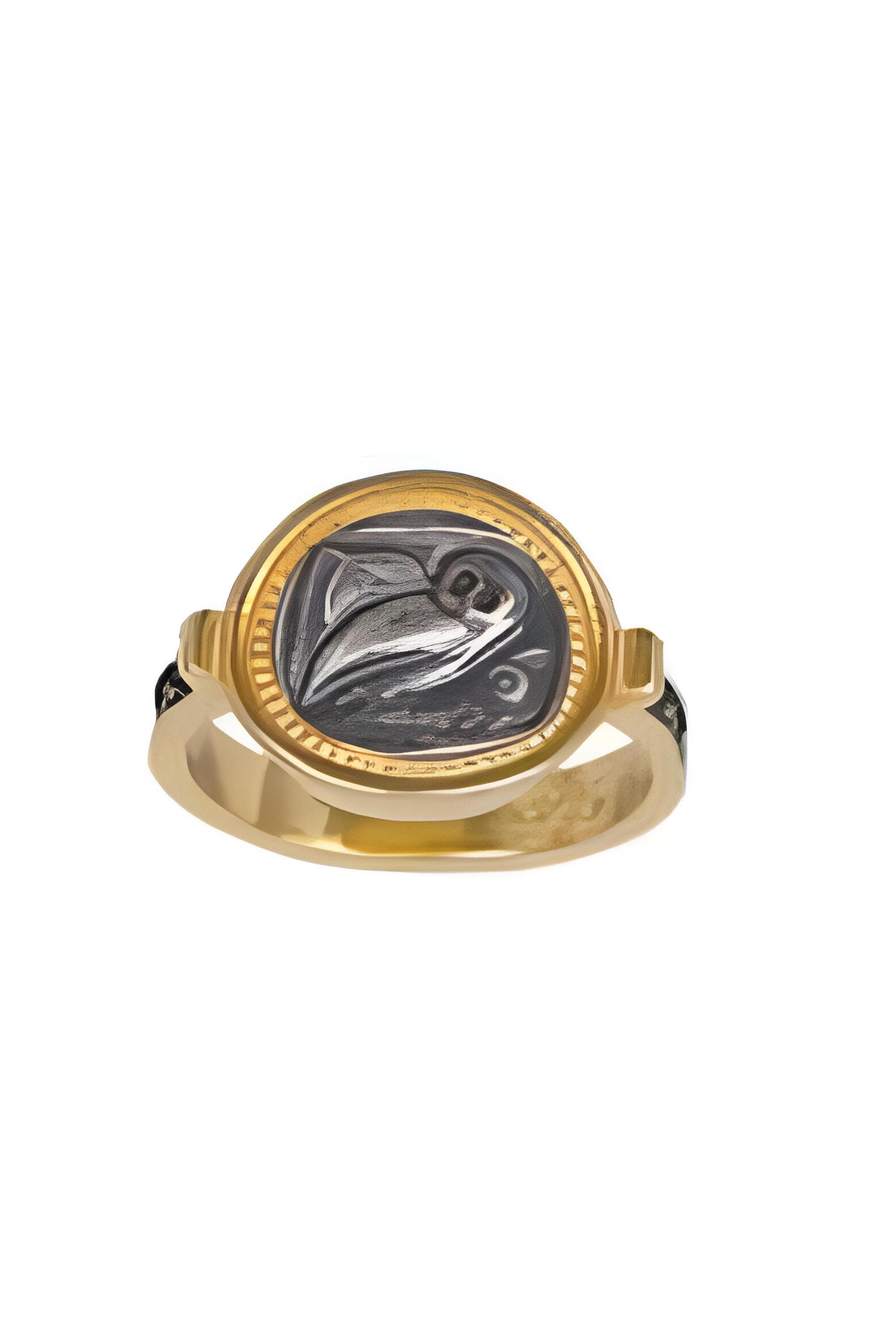 Athena's Owl Ring, Silver Gold Plated Greek Ancient Design Statement Ring