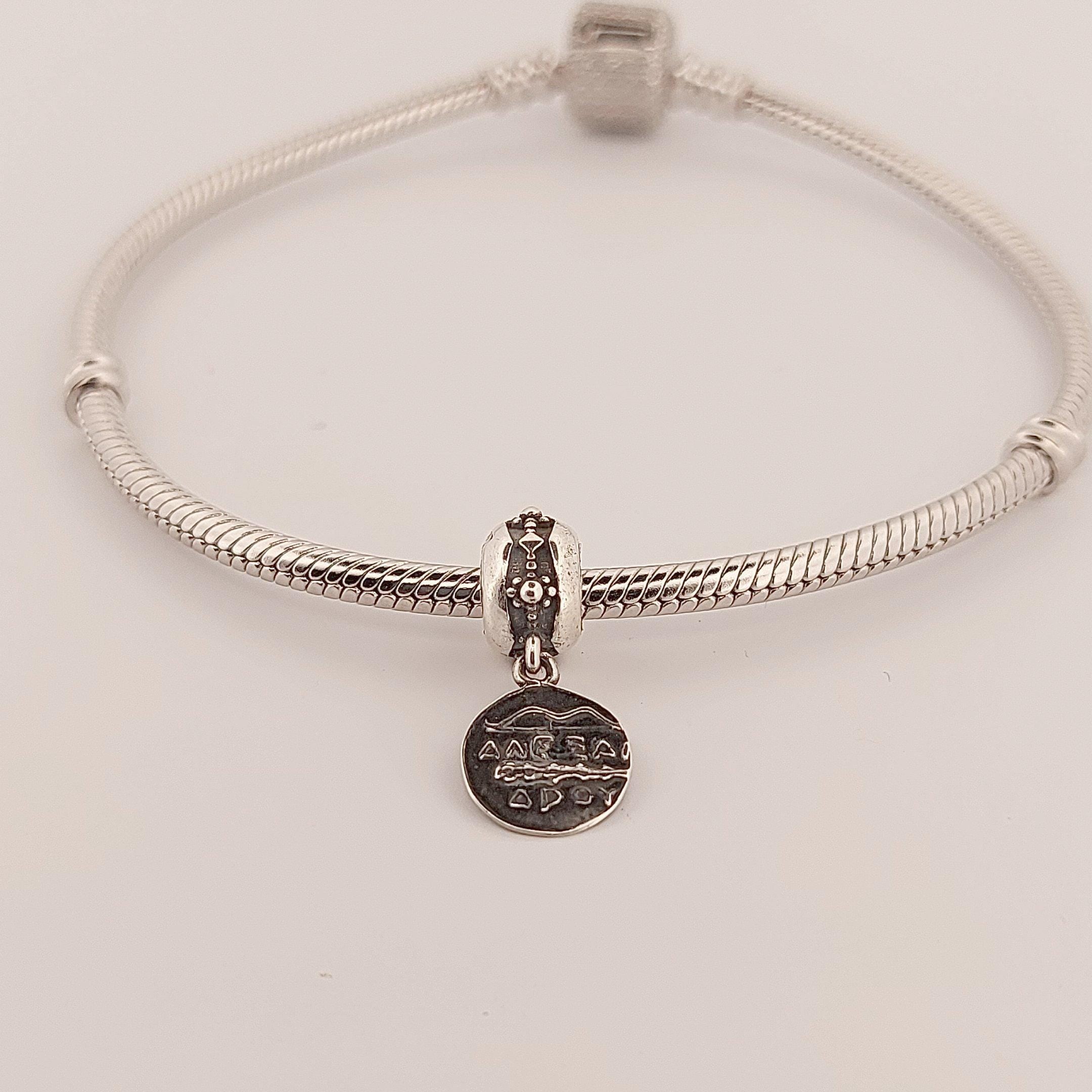 Alexander the Great Silver Charm for Bracelet, Silver Medallion Pendant, Fits Pandora Bracelets