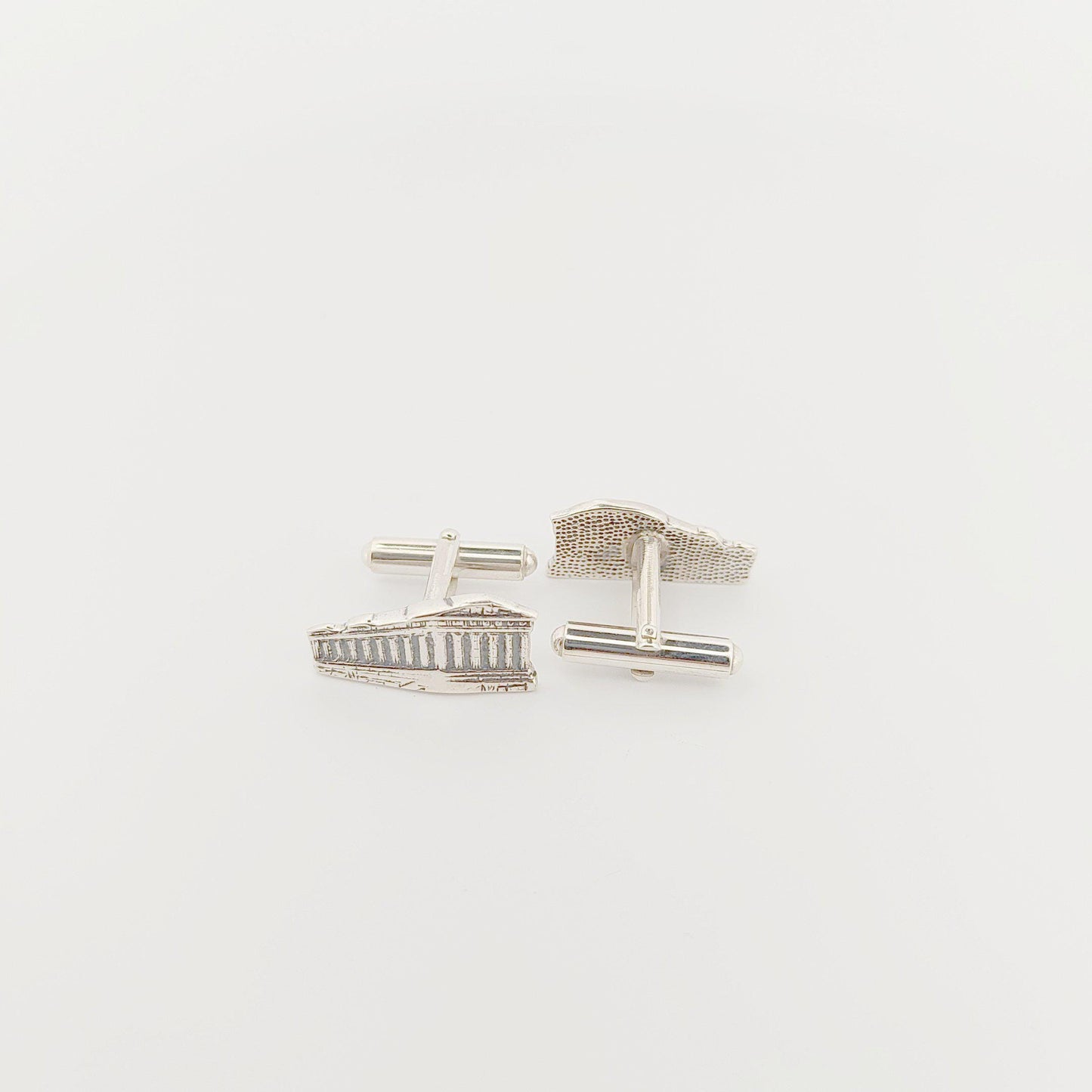 Parthenon Cufflinks: Acropolis Silver Greek Temple Design