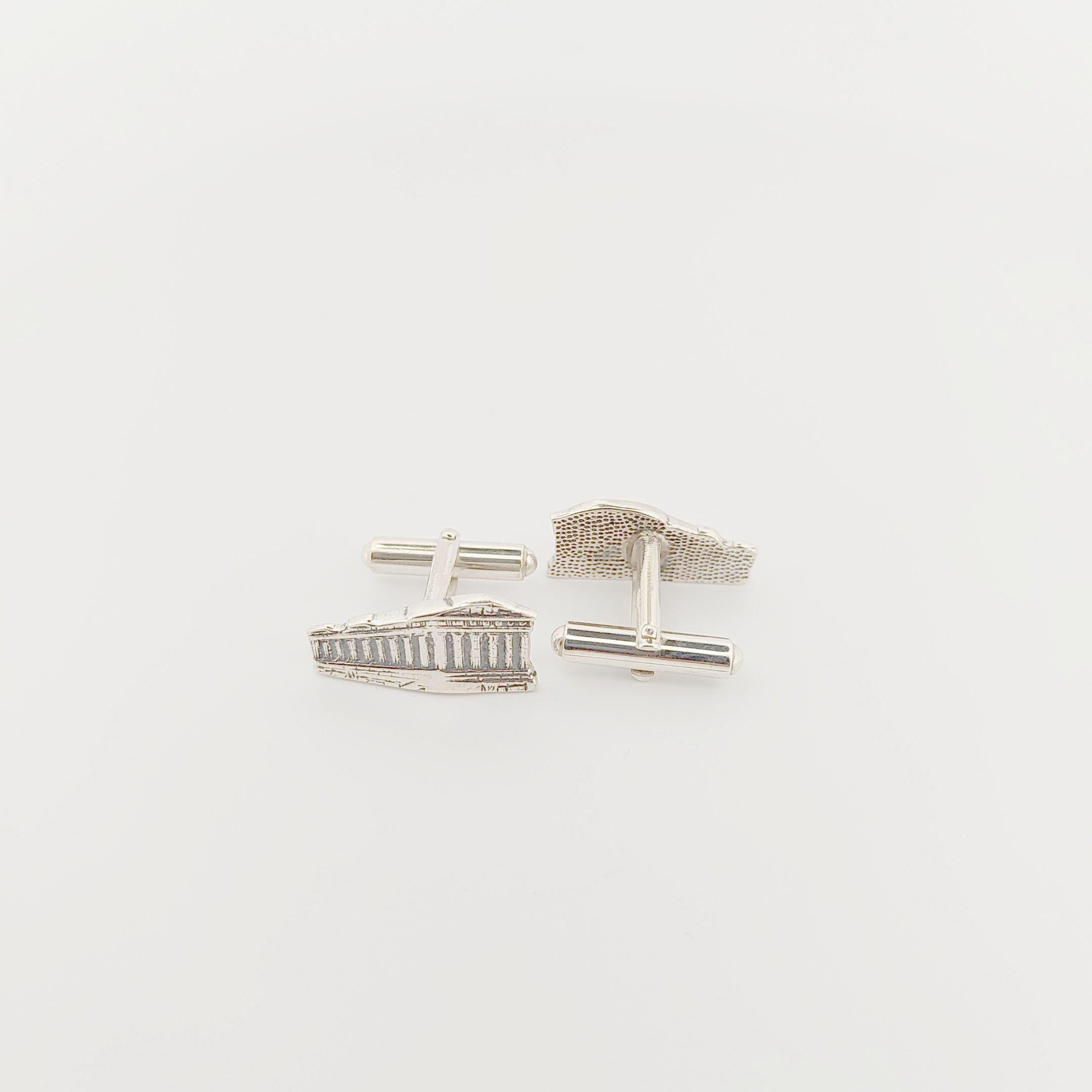 Parthenon Cufflinks: Acropolis Silver Greek Temple Design