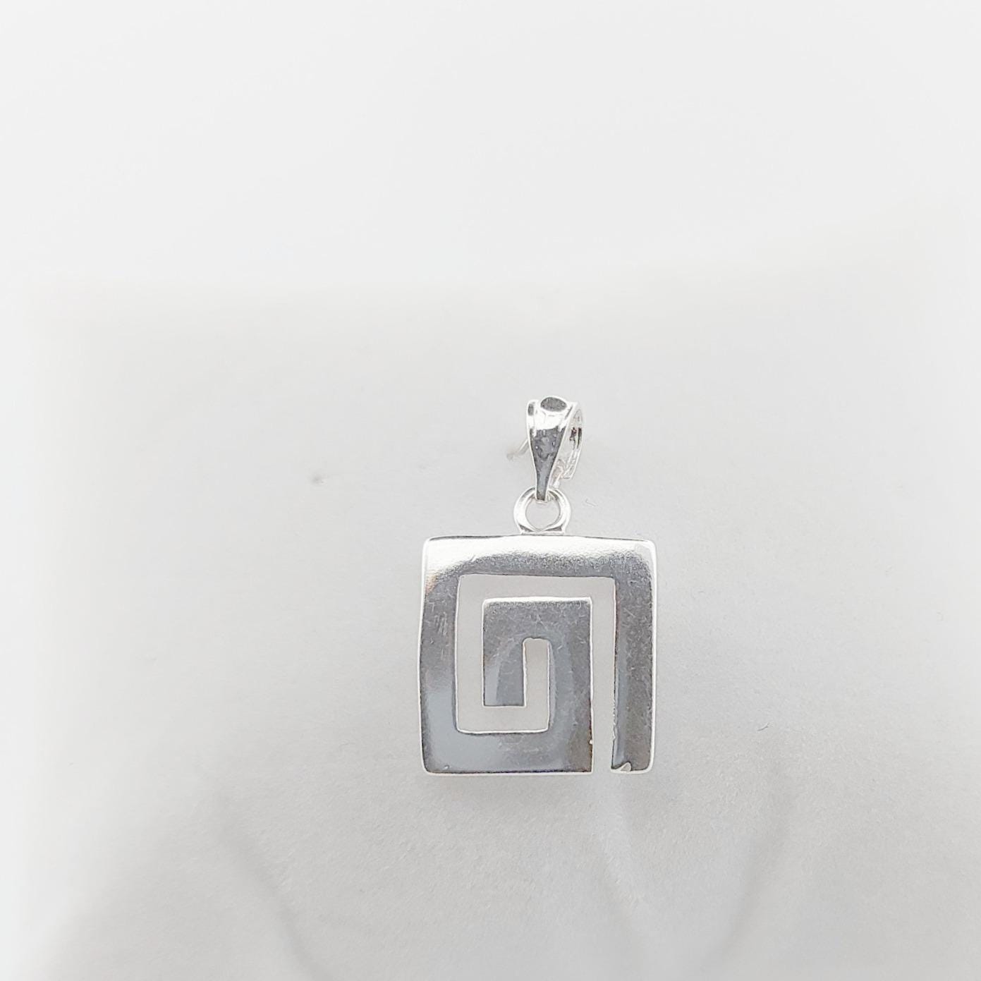 Sterling Silver Greek Key Pendant Necklace: Ancient Meander Motif