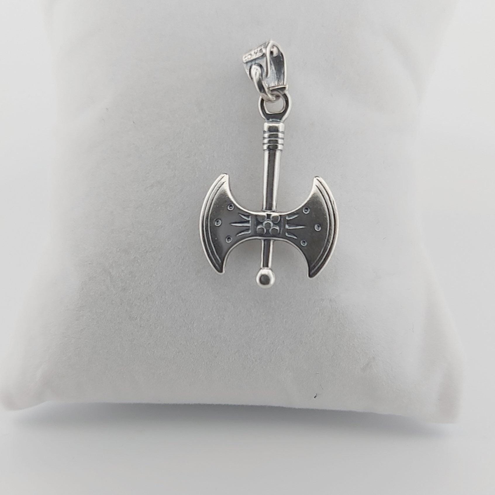 Silver Double Axe Minoan Style Pendant, Ancient Greek Design