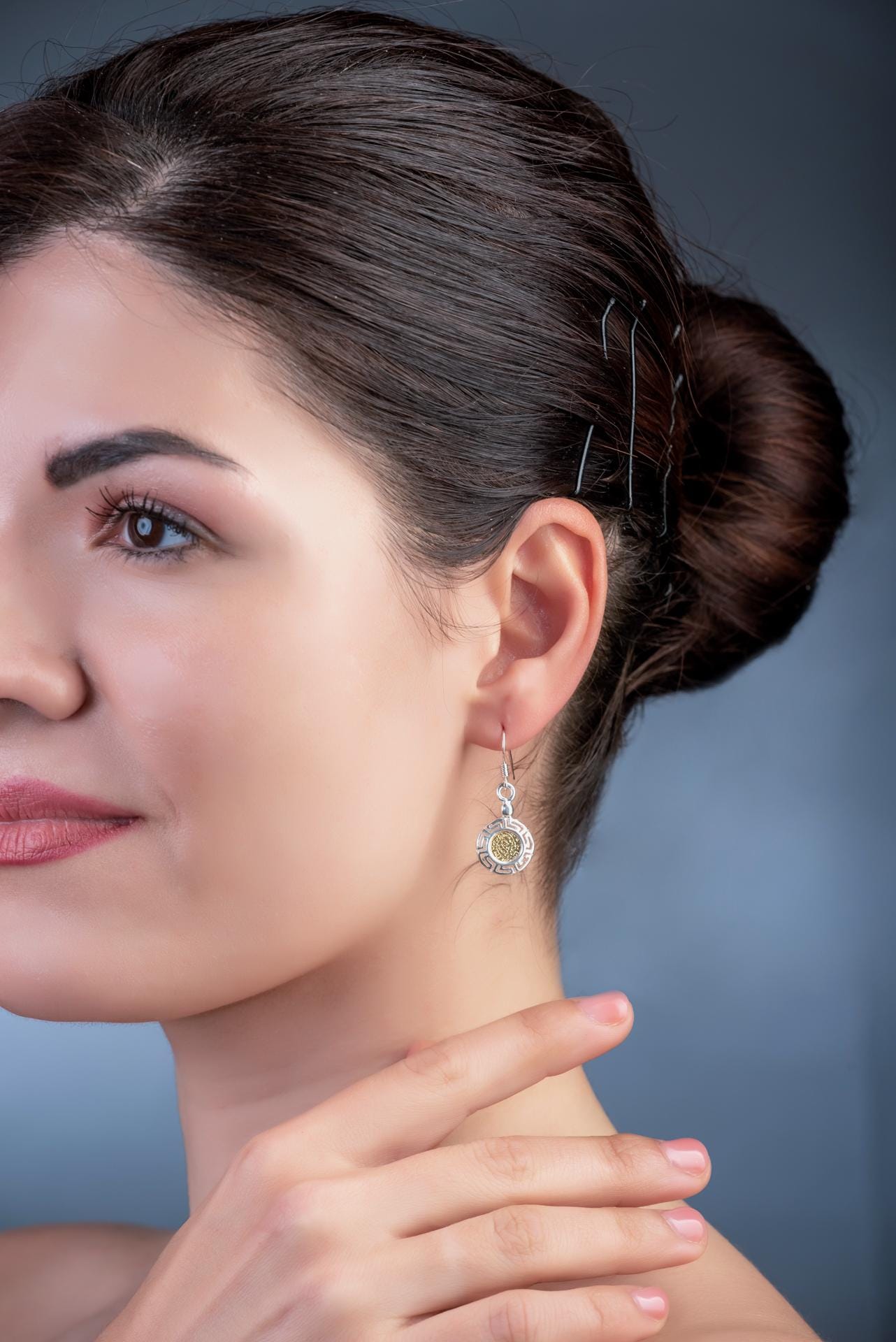 Phaistos Disk Earrings: Sterling Silver Ancient Greek Design