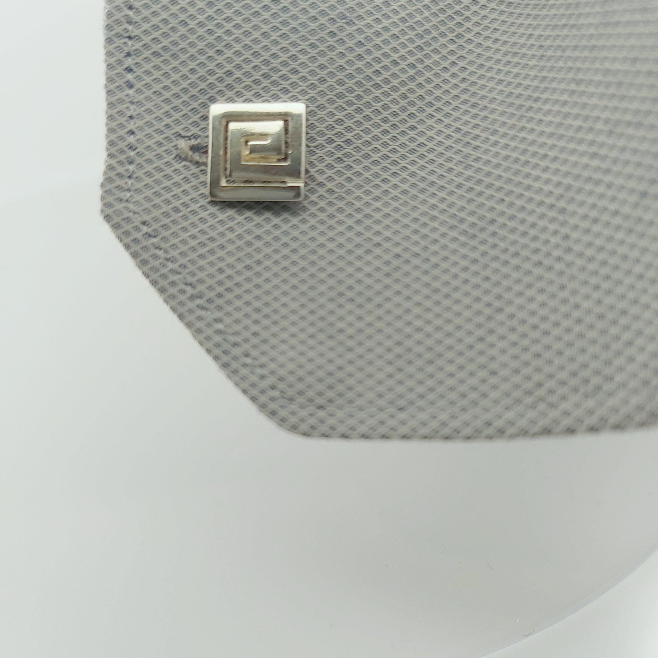 Greek Key Sterling Silver Cufflinks: Square Meander Design