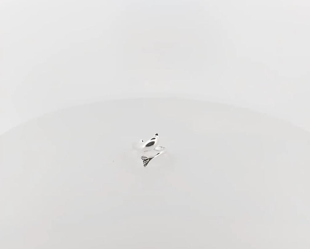 Sterling Silver Single Dolphin Ring, Ancient Greek Style, Women's Statement Ring