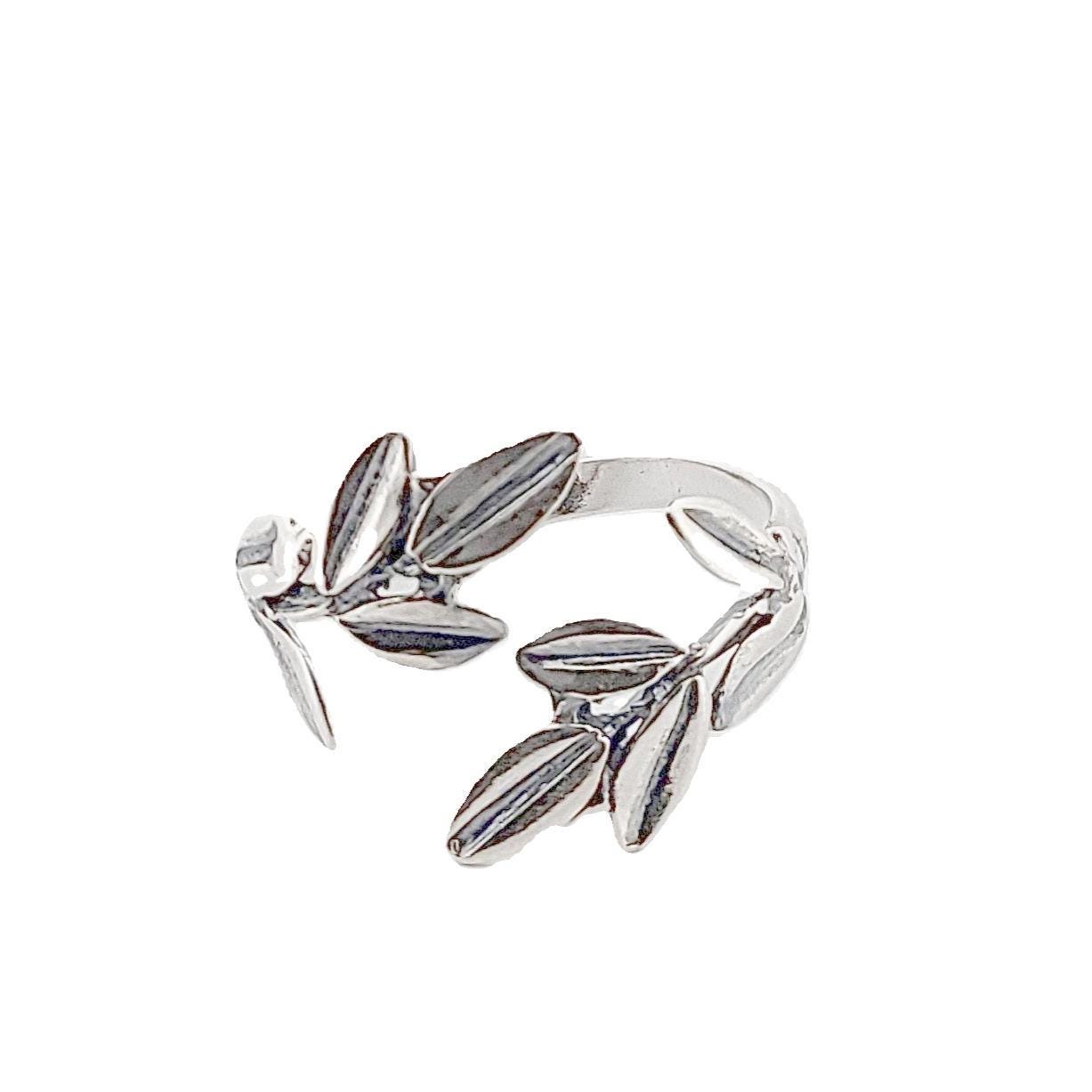 Silver Olive Leaf Ring, Adjustable Ring, Greek Mythology Design, Ancient Style