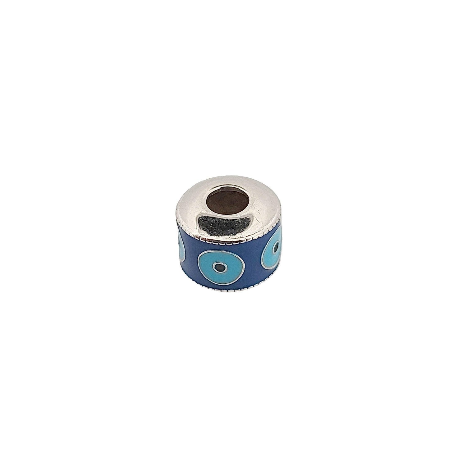Evil Eye Charm Bead: Blue Enamel, Sterling Silver, Fits Pandora