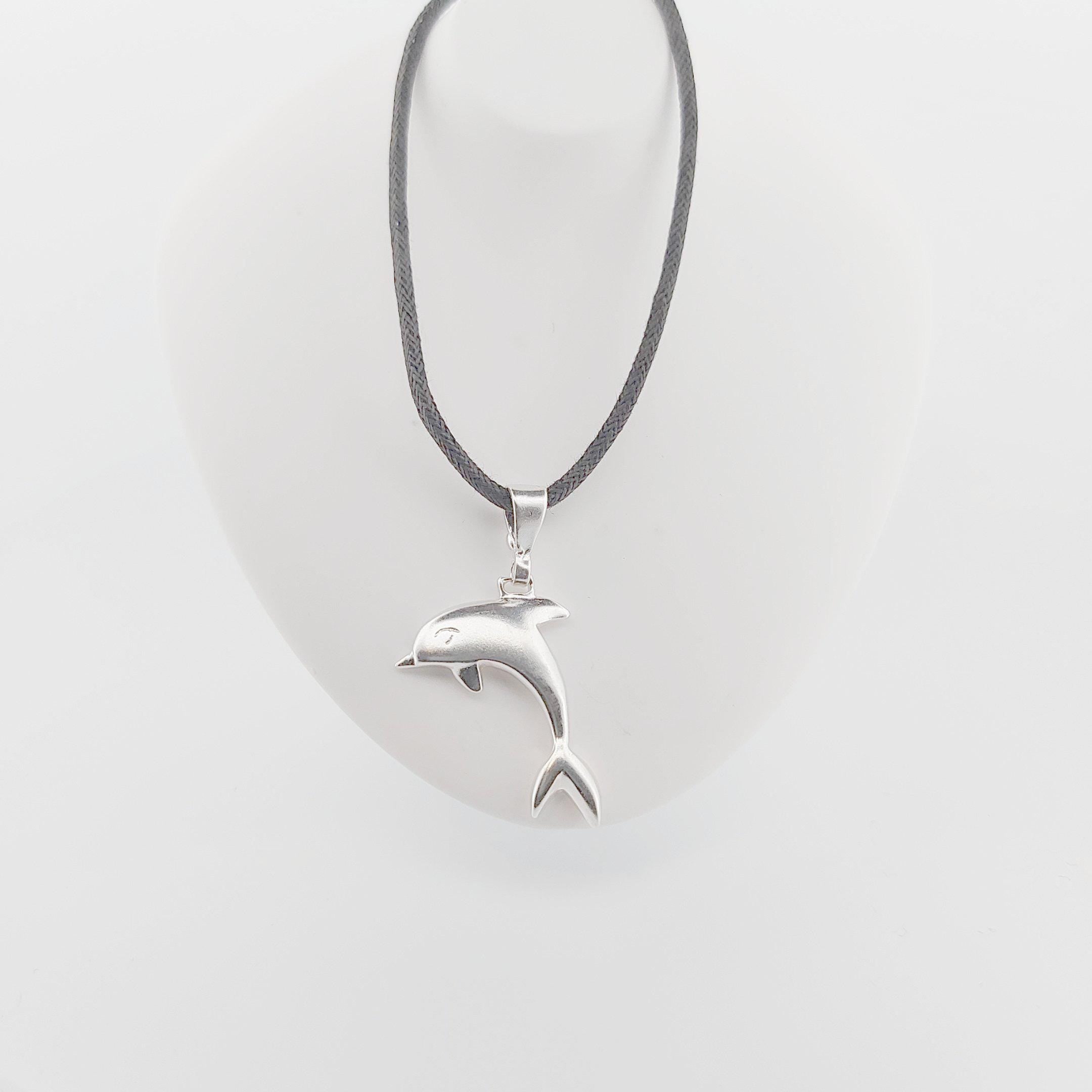 Silver Dolphin Pendant Necklace Sterling Silver Greek Jewelry Ocean Animal Gift