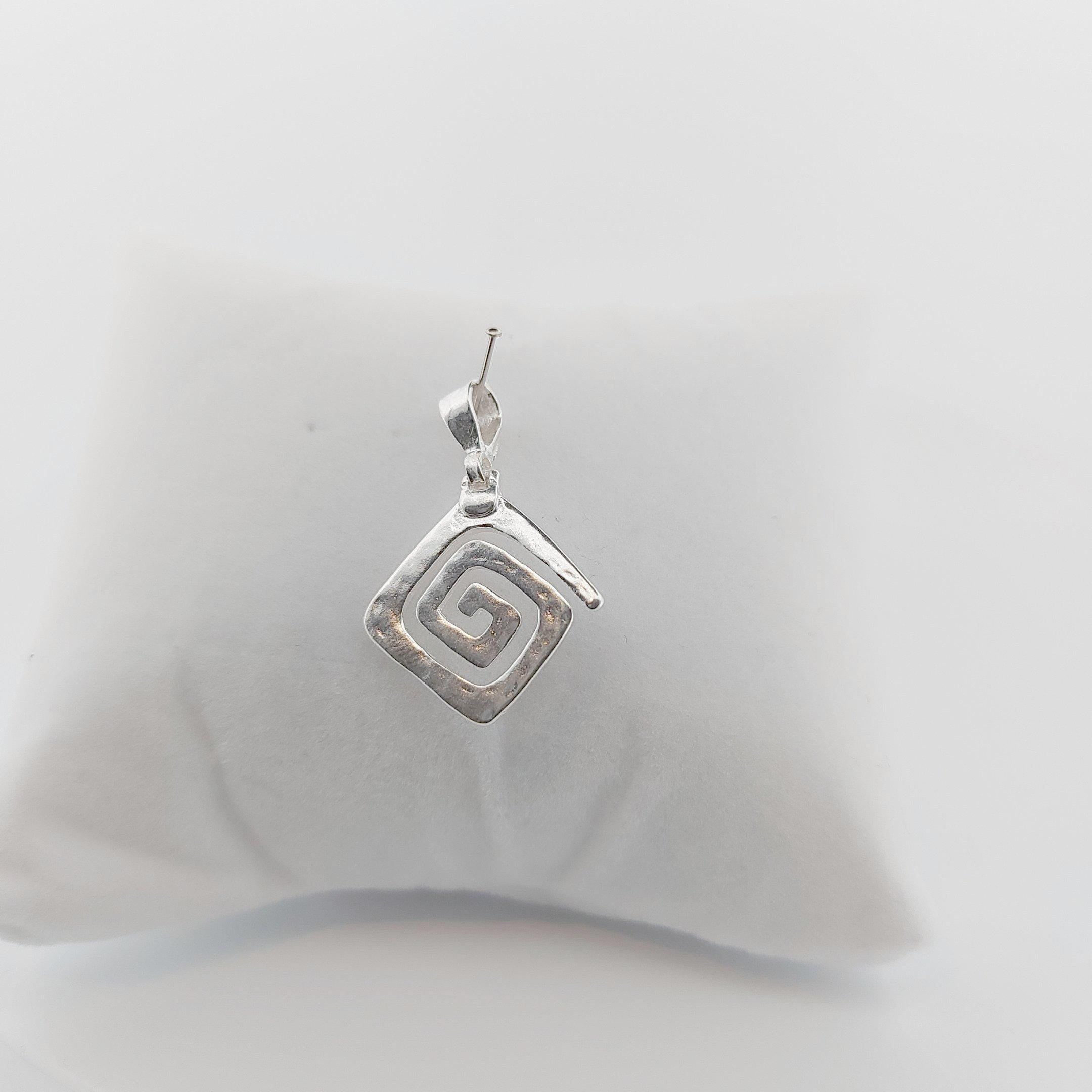 Sterling Silver Greek Key Pendant: Meander Design Charm