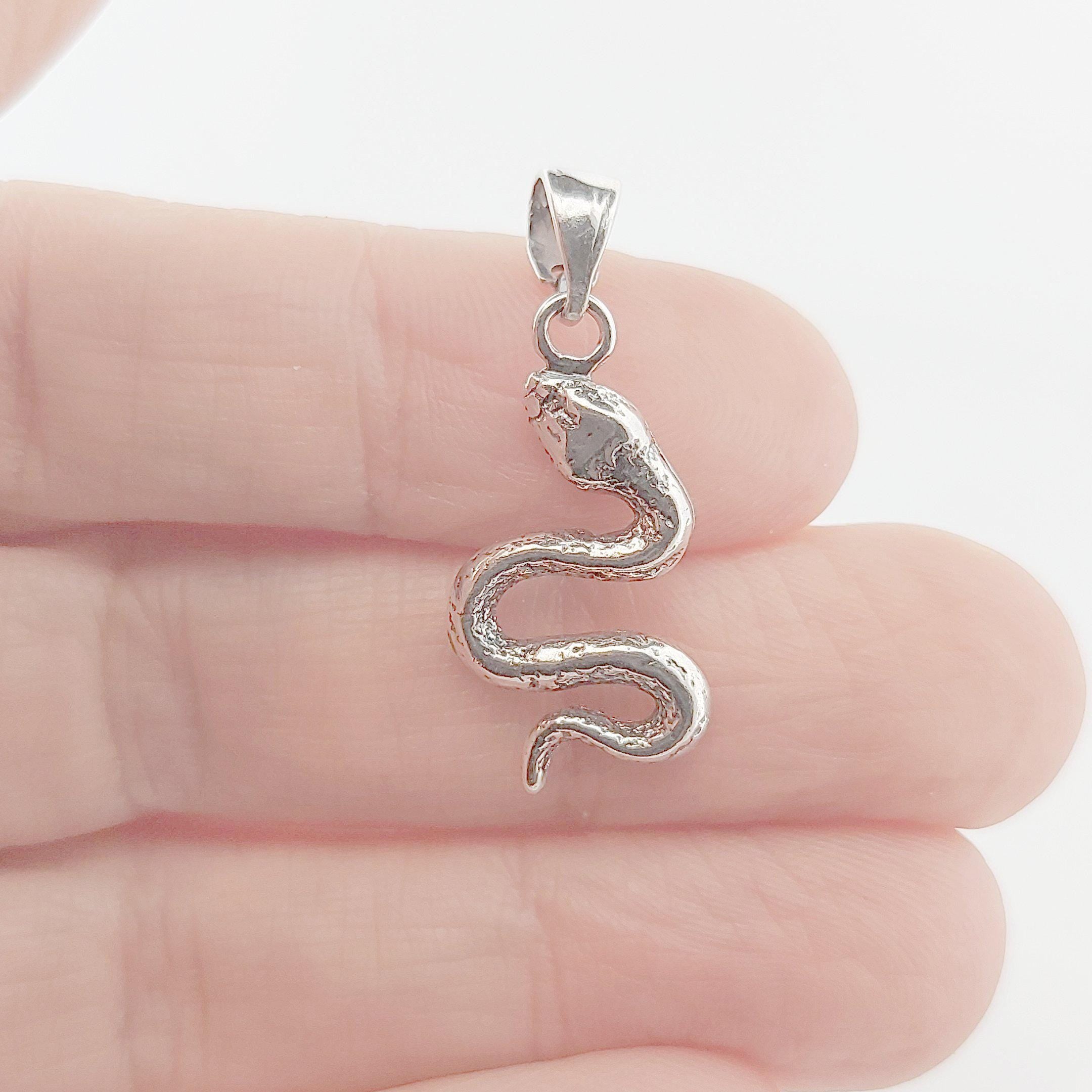Sterling Silver Snake Pendant: Greek Serpentine Design, 2 inch Charm