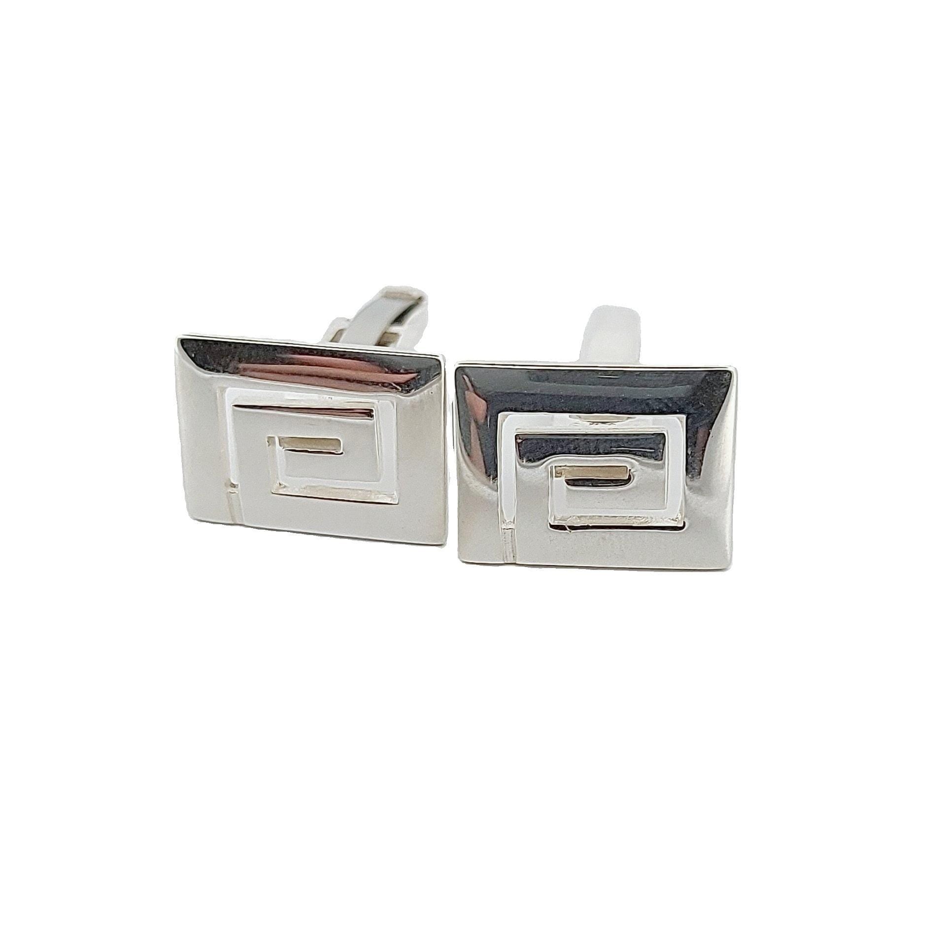 Sterling Silver Greek Key Cufflinks: Handmade in Greece