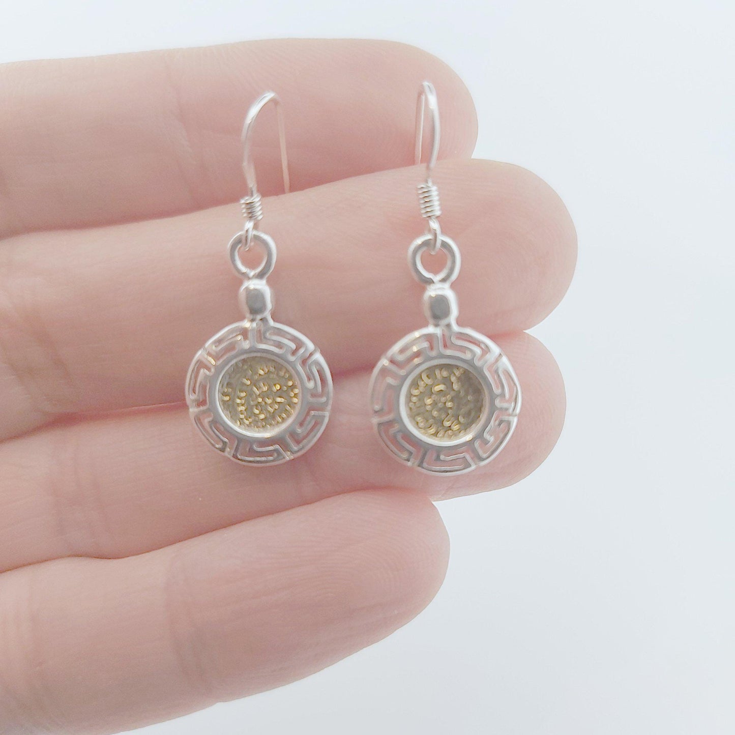 Phaistos Disk Earrings: Sterling Silver Ancient Greek Design