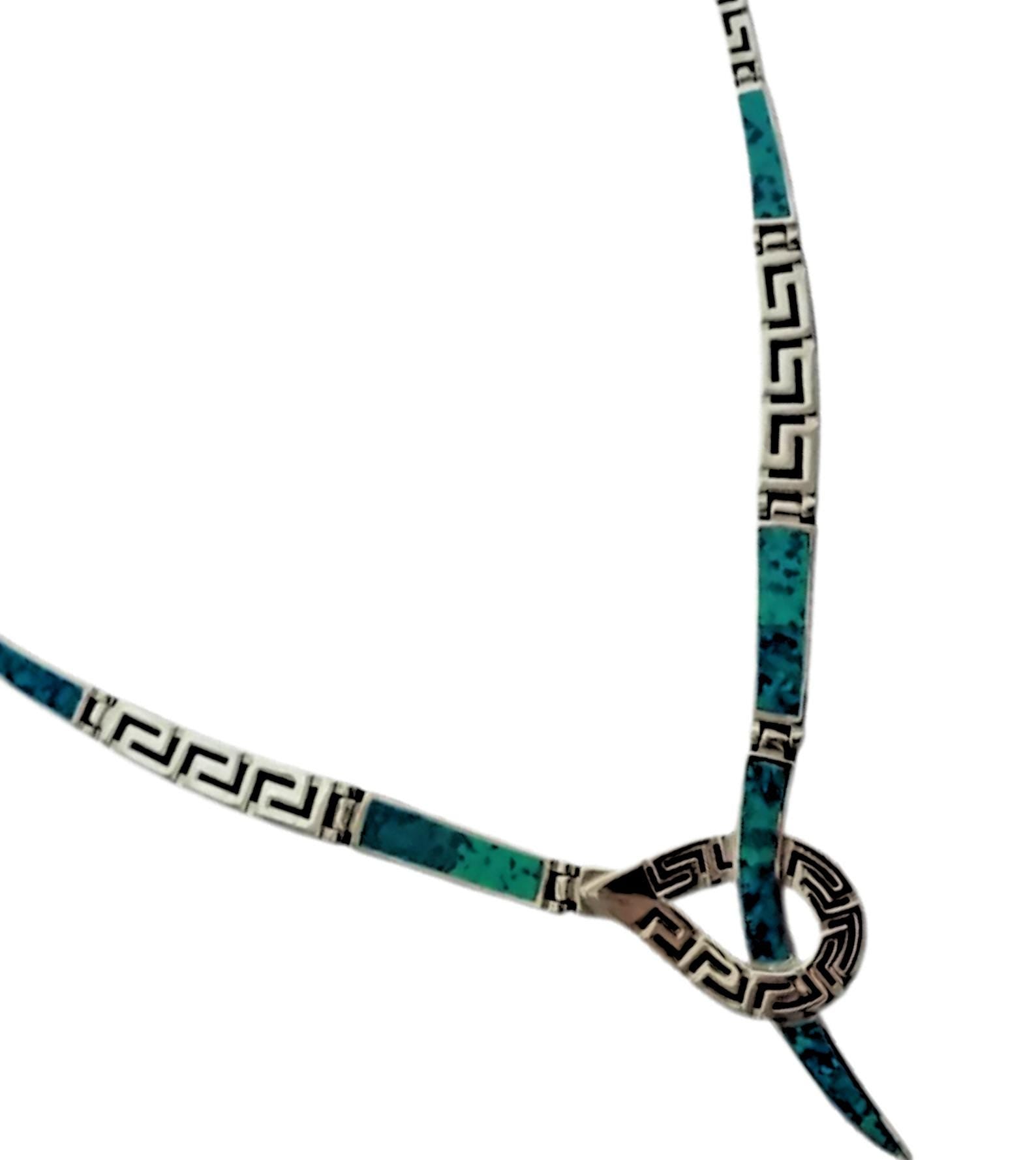 Opal Blue Y-Shaped Necklace, Sterling Silver Pendant