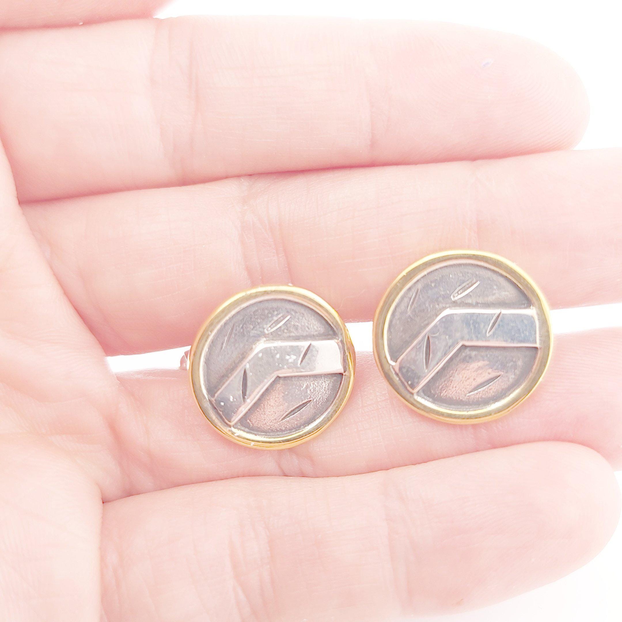 Spartan Shield Cufflinks: Gold & Silver Lambda Design, Greek History