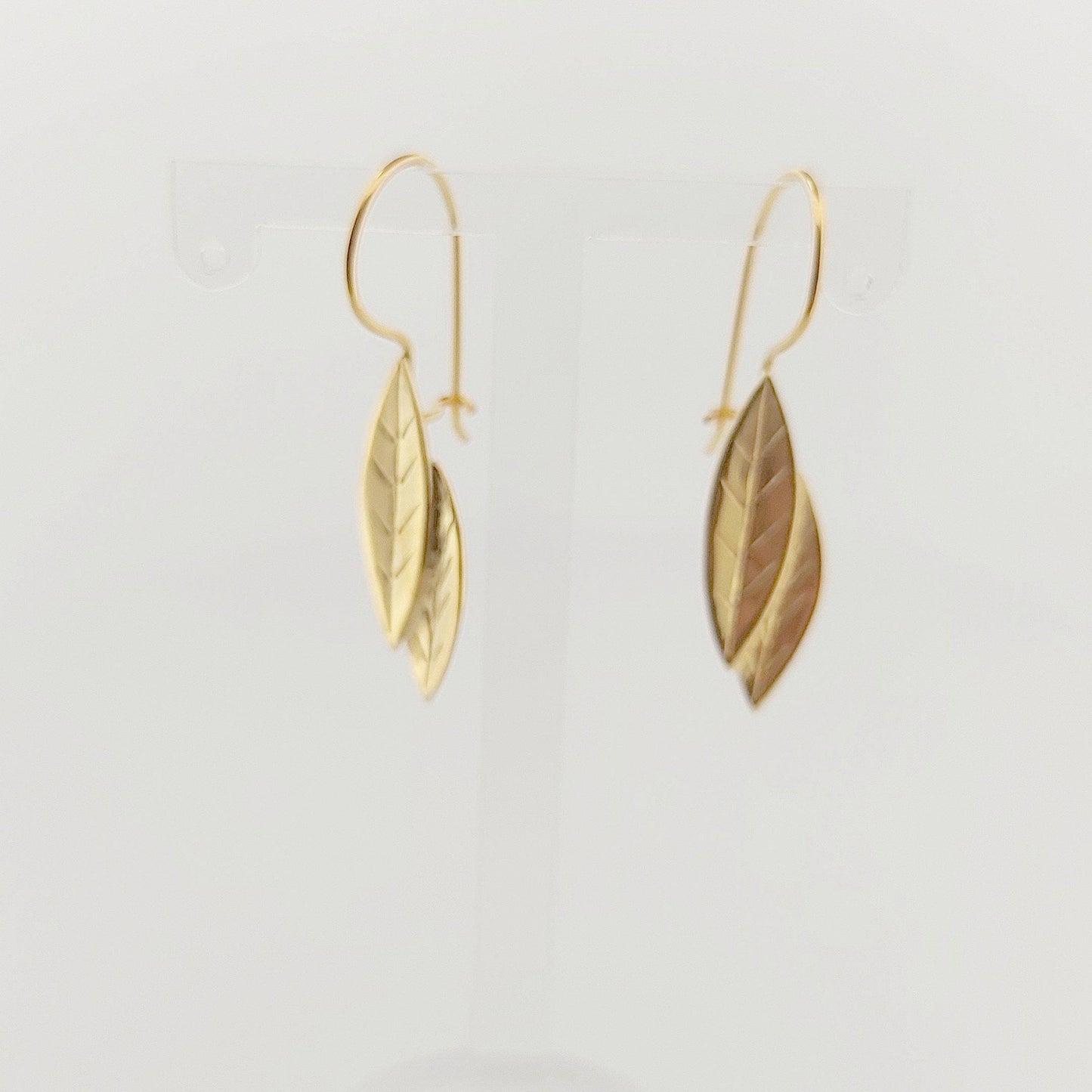 Olive Leaf Dangle Earrings, Gold Plated, Greek Inspired Design