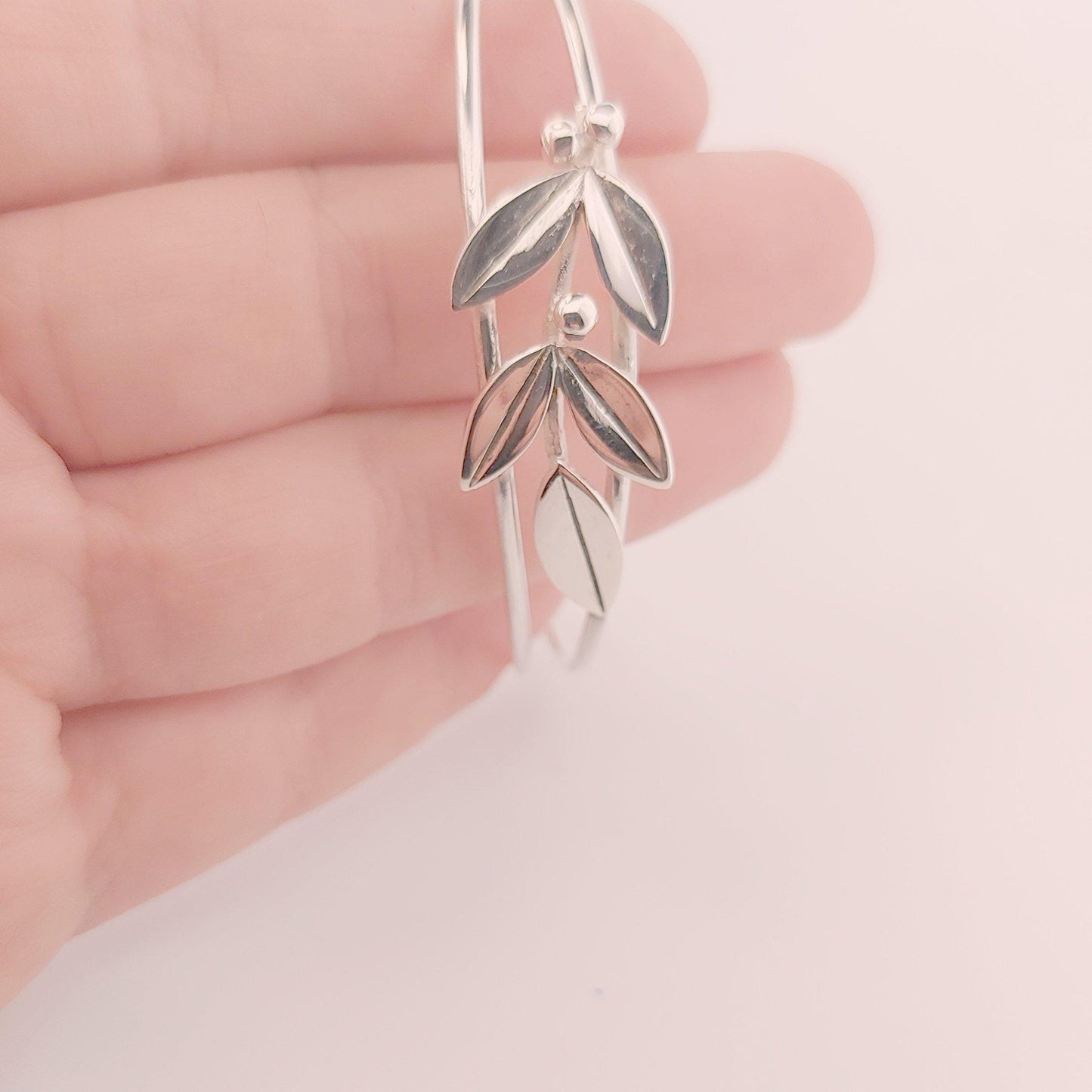 Silver Olive Leaf Bracelet: Greek Inspired Dual-Band Cuff