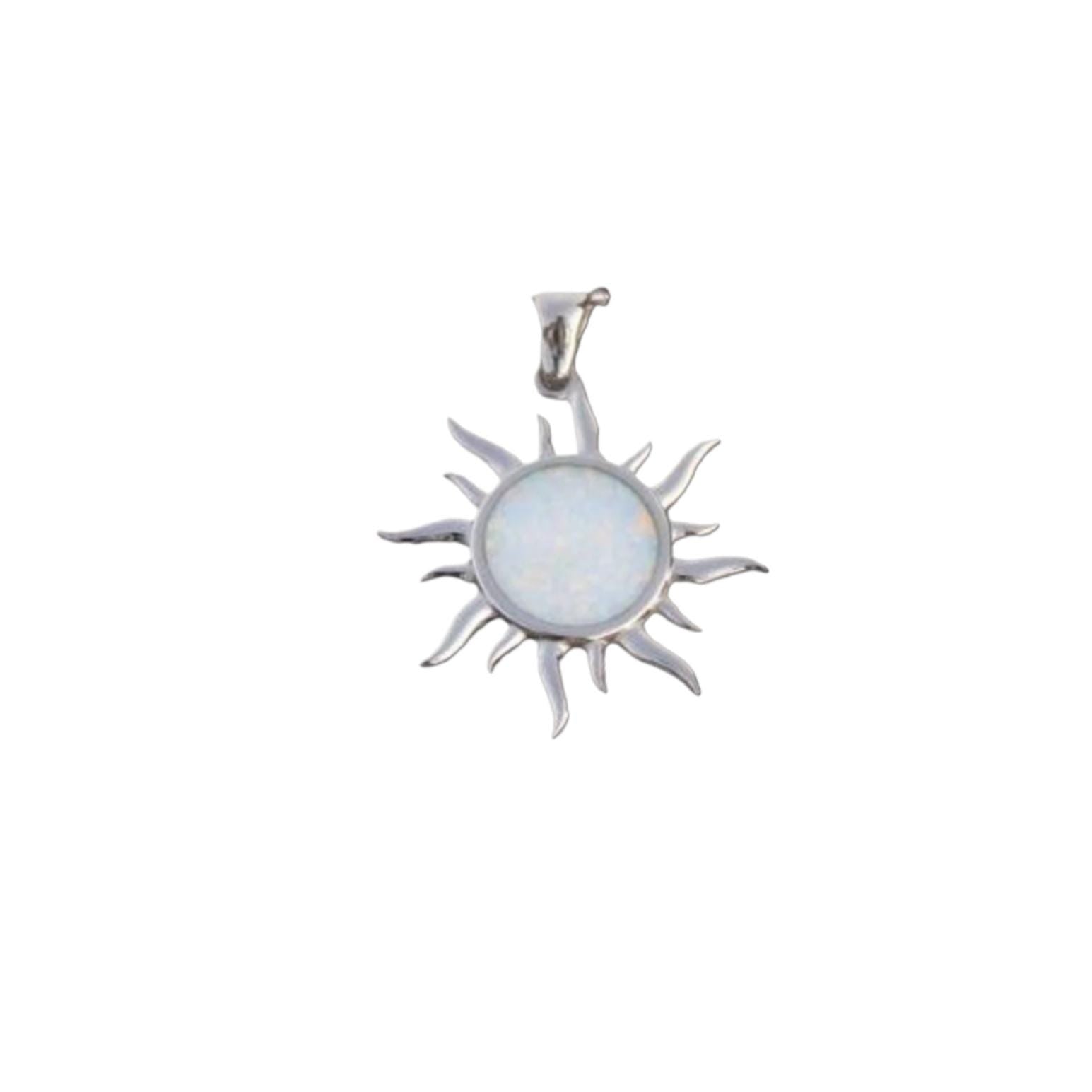 Sterling Silver Sun Pendant: White Opal Inlay, Greek Inspired
