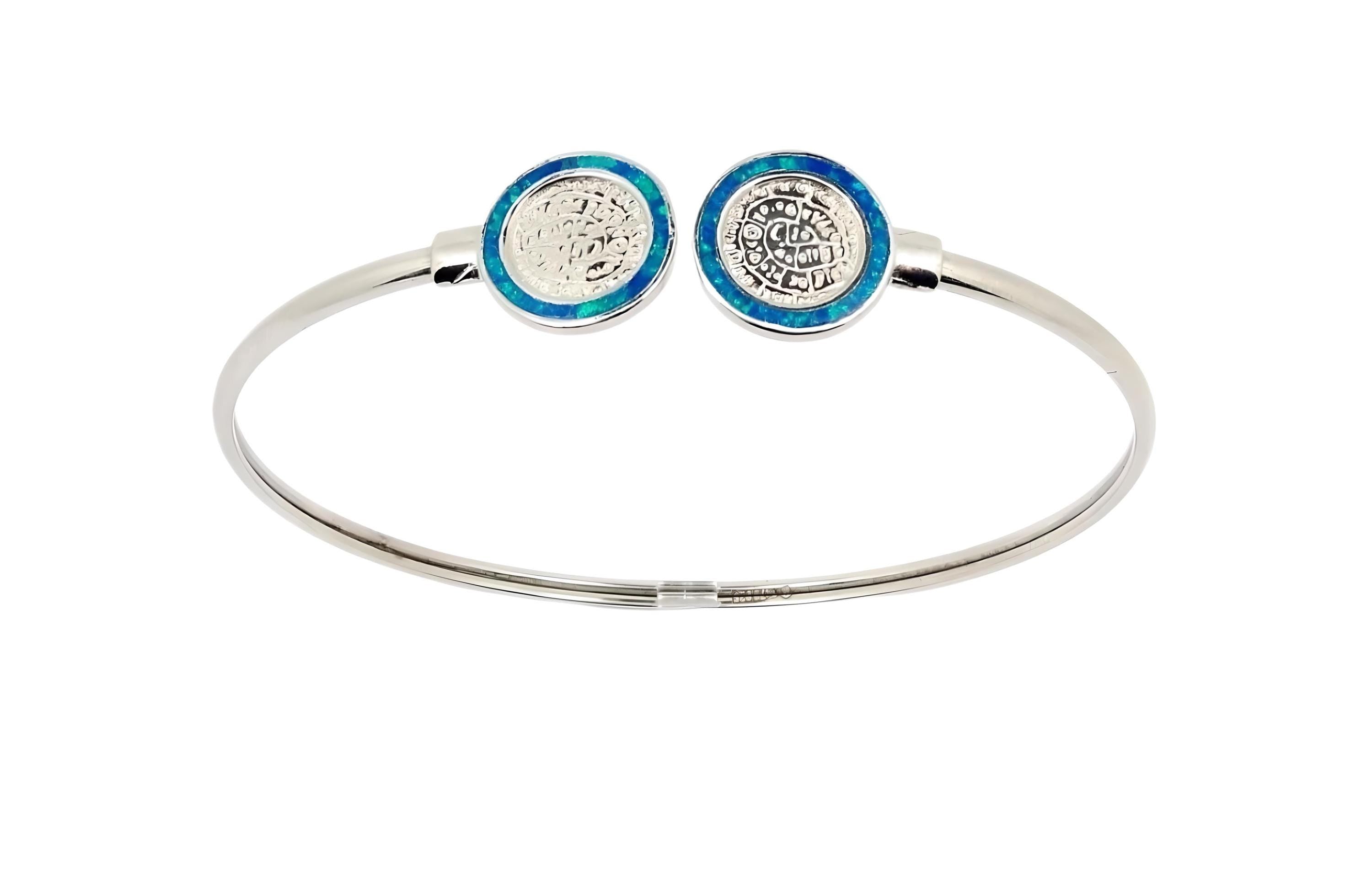 Blue Opal Phaistos Disc Bracelet: Sterling Silver Ancient Greek Design