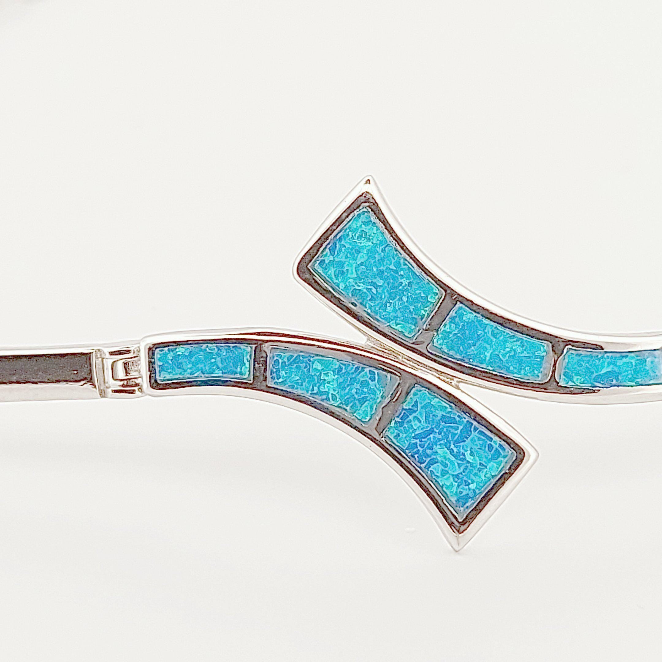 Blue Opal Silver Bracelet, Greek Design