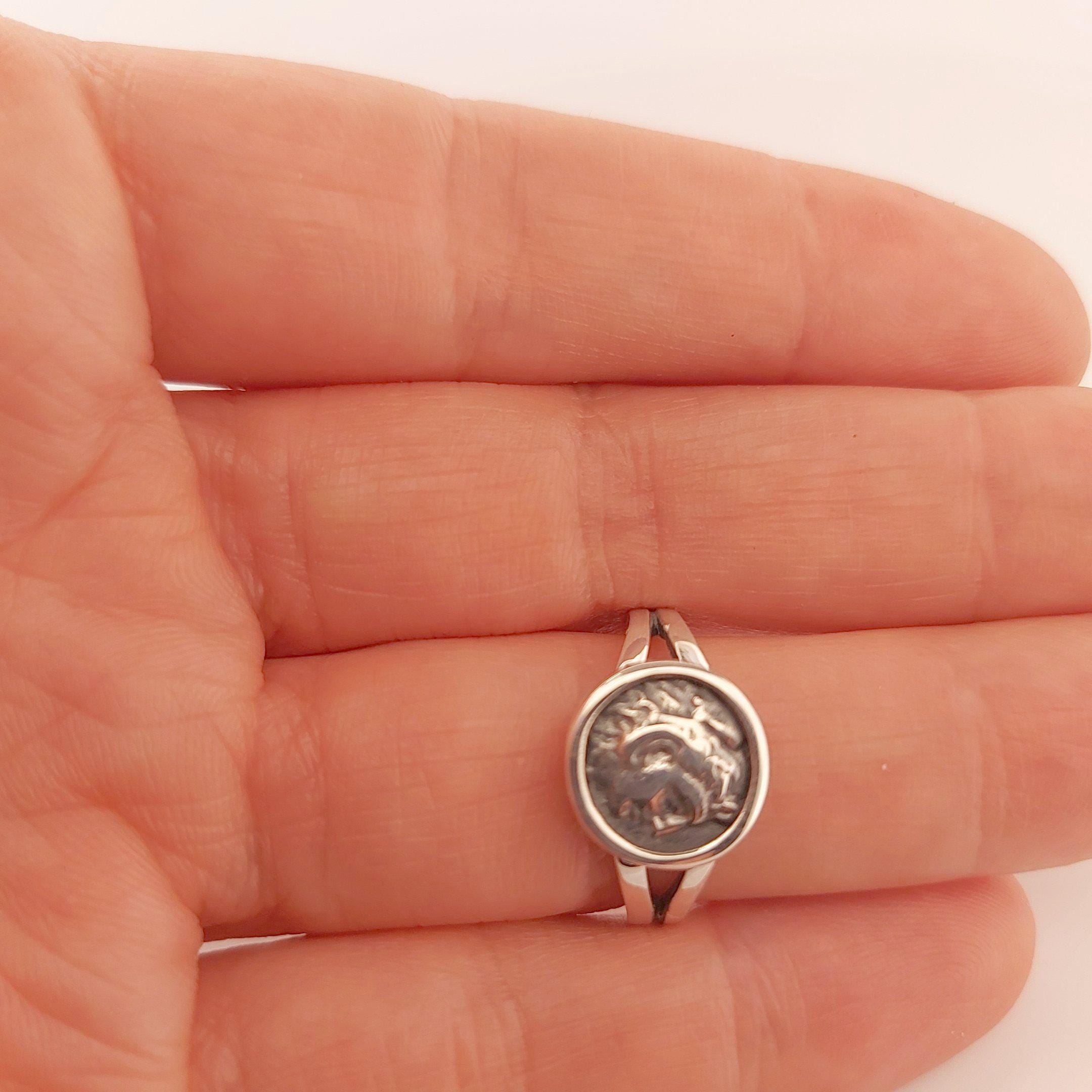 Alexander the Great Ring, Silver Ring with Greek History Coin Design