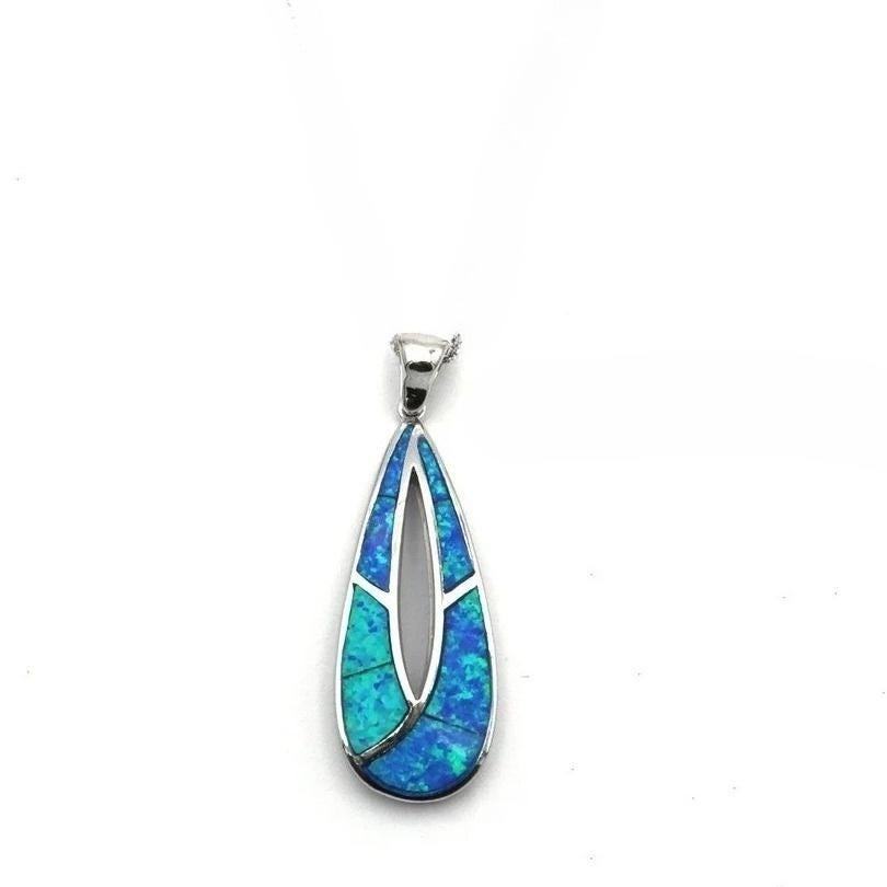 Blue Opal Tear Drop Sterling Silver, Inspired by Greek Design
