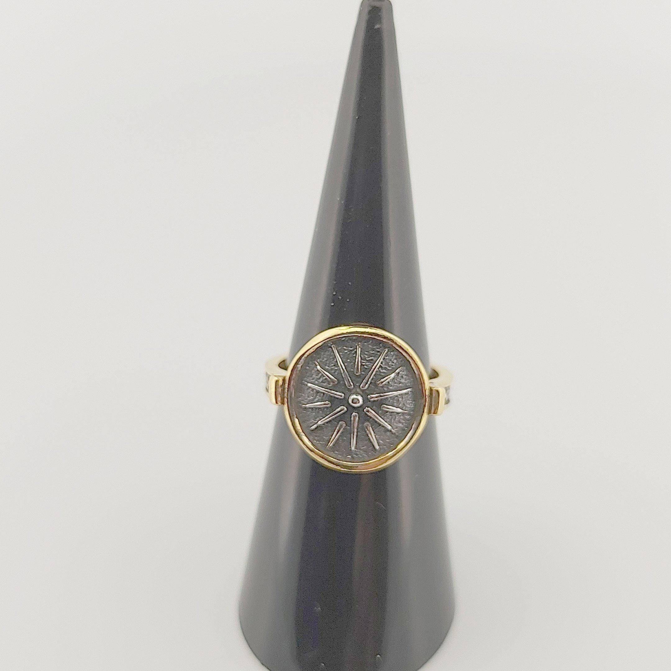 Macedonian Star Signet Ring, Silver Gold Plated, Greek Motif Design
