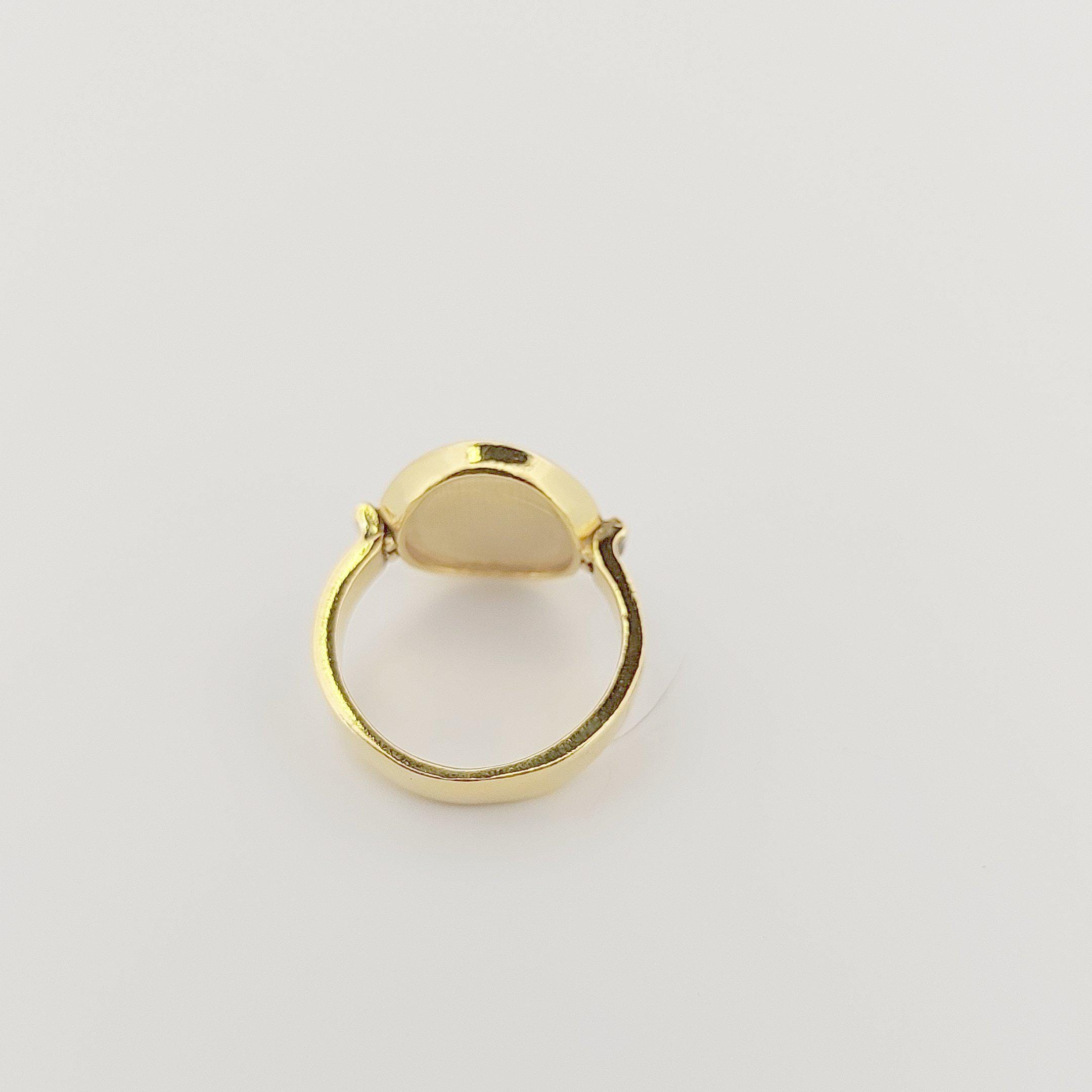 Macedonian Star Signet Ring, Silver Gold Plated, Greek Motif Design