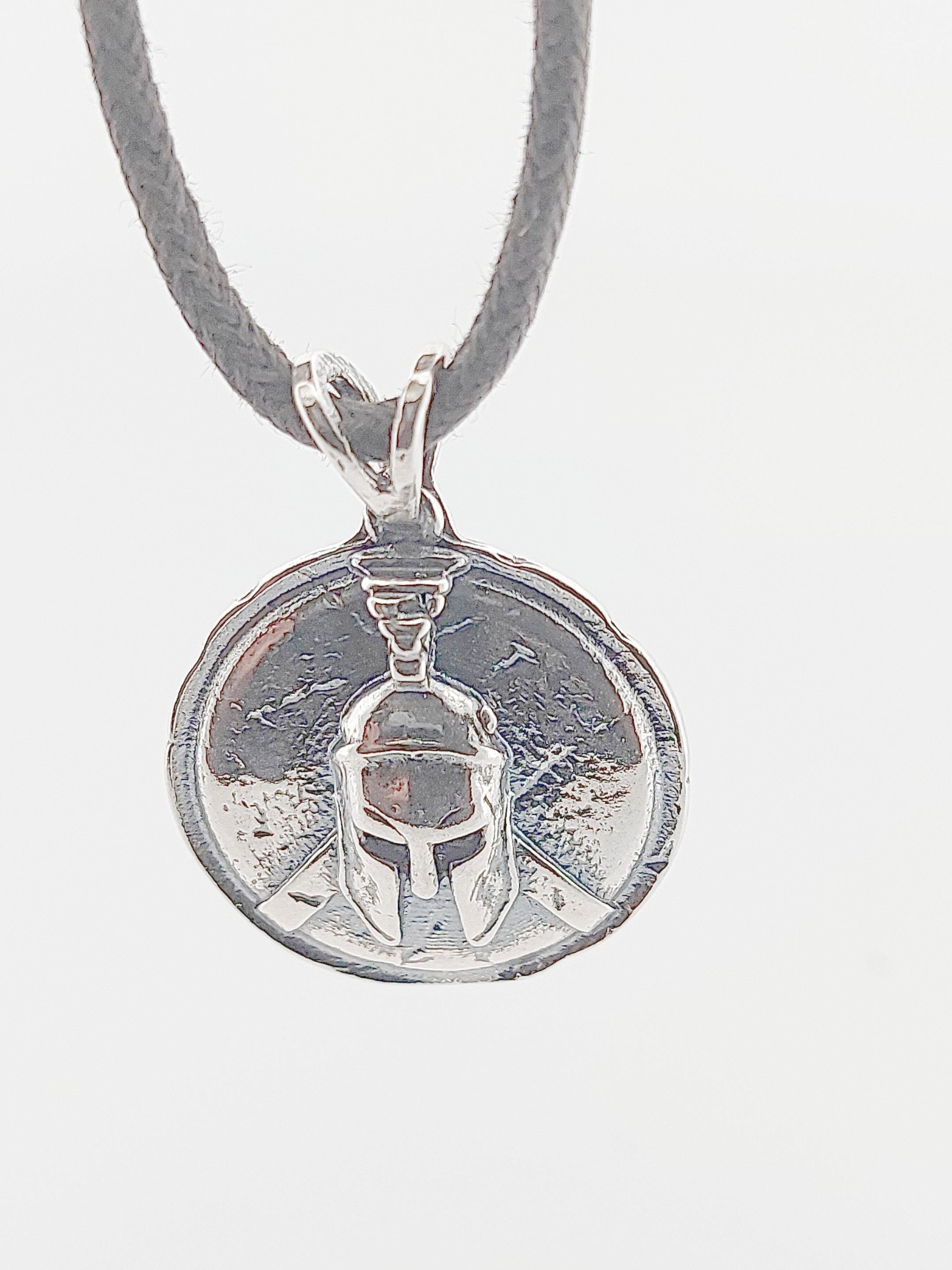 Silver Spartan Warrior Pendant: Ancient Greek Helmet Charm