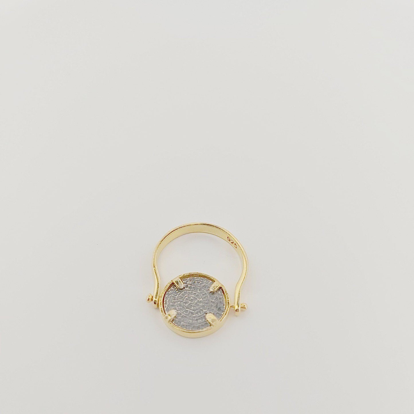 Phaistos Disc Ring, Gold Plated Ancient Greek Design, Statement Ring