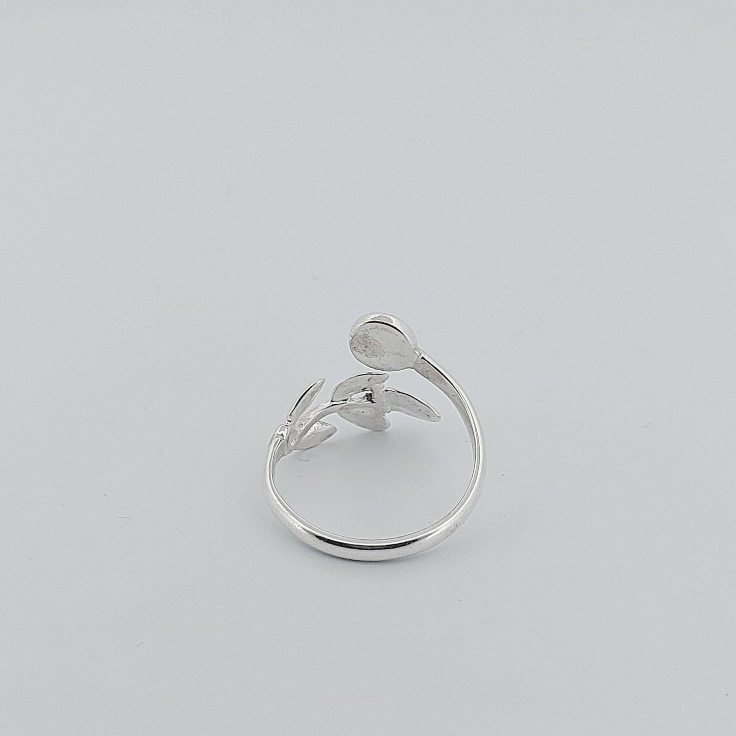 Silver Blue Opal Ring with Olive Leaf Design, Greek Collection, 925 Silver
